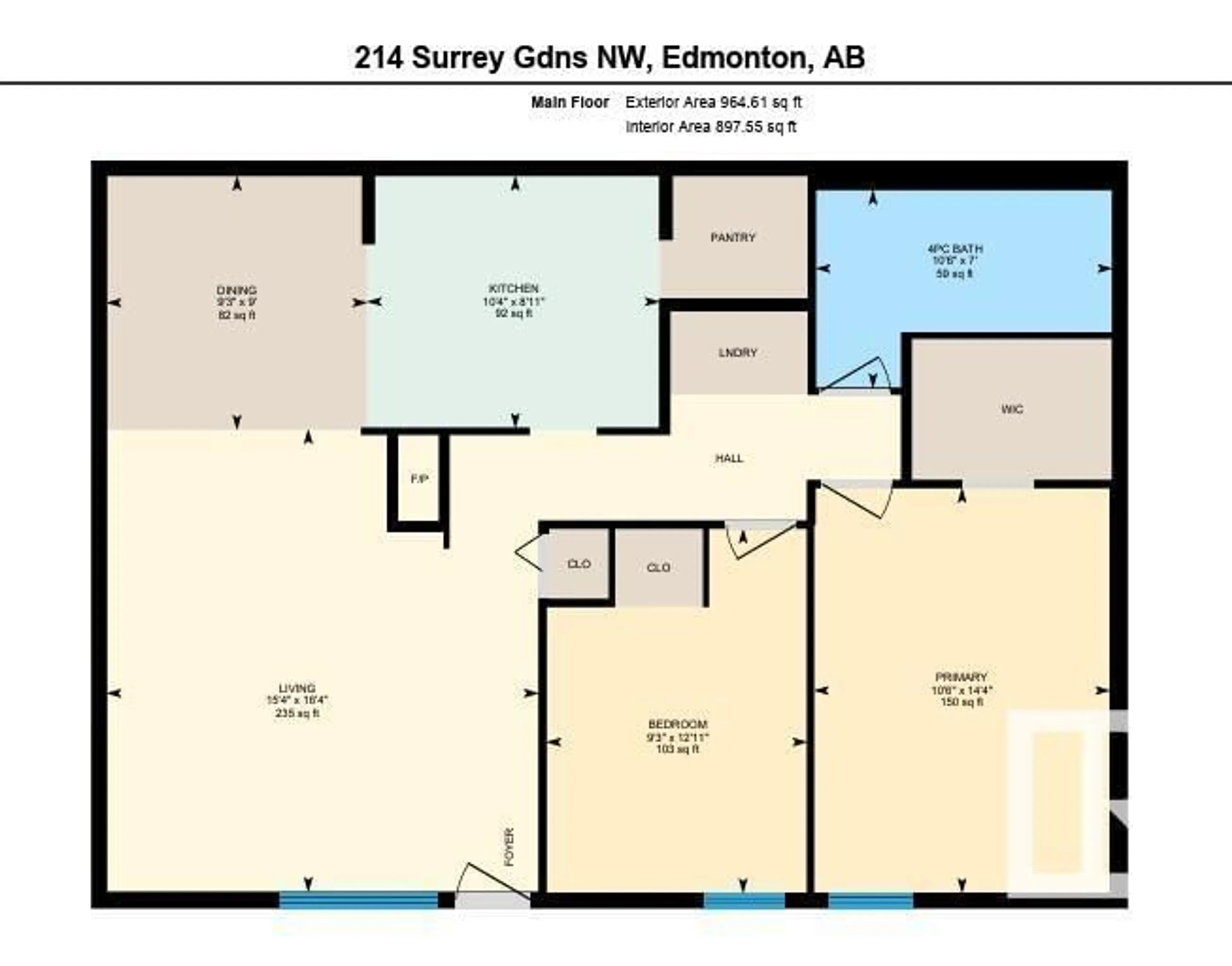 Floor plan for 214 SURREY GD, Edmonton Alberta T5T1Z3