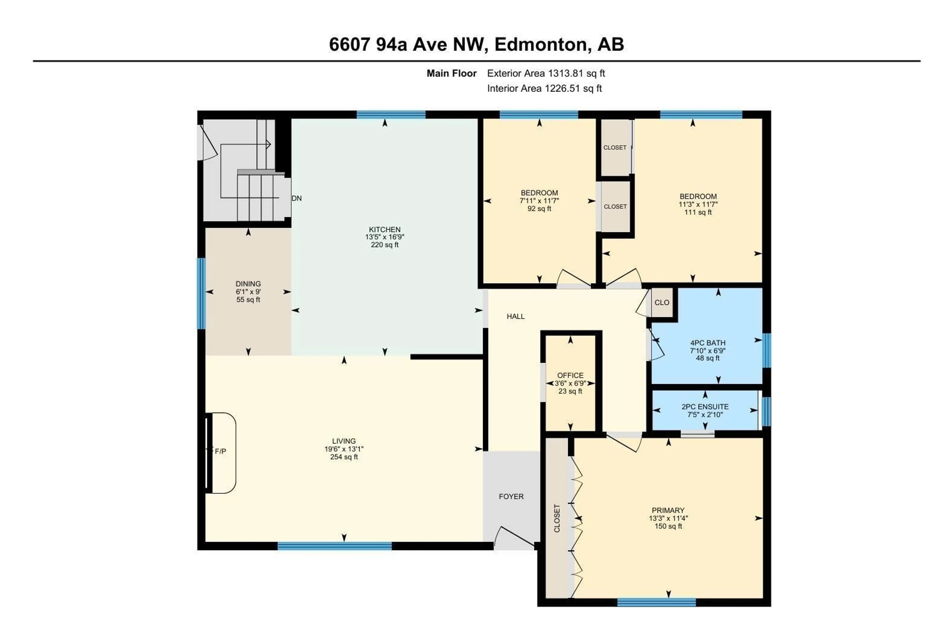 Floor plan for 6607 94A AV, Edmonton Alberta T6B0Y9