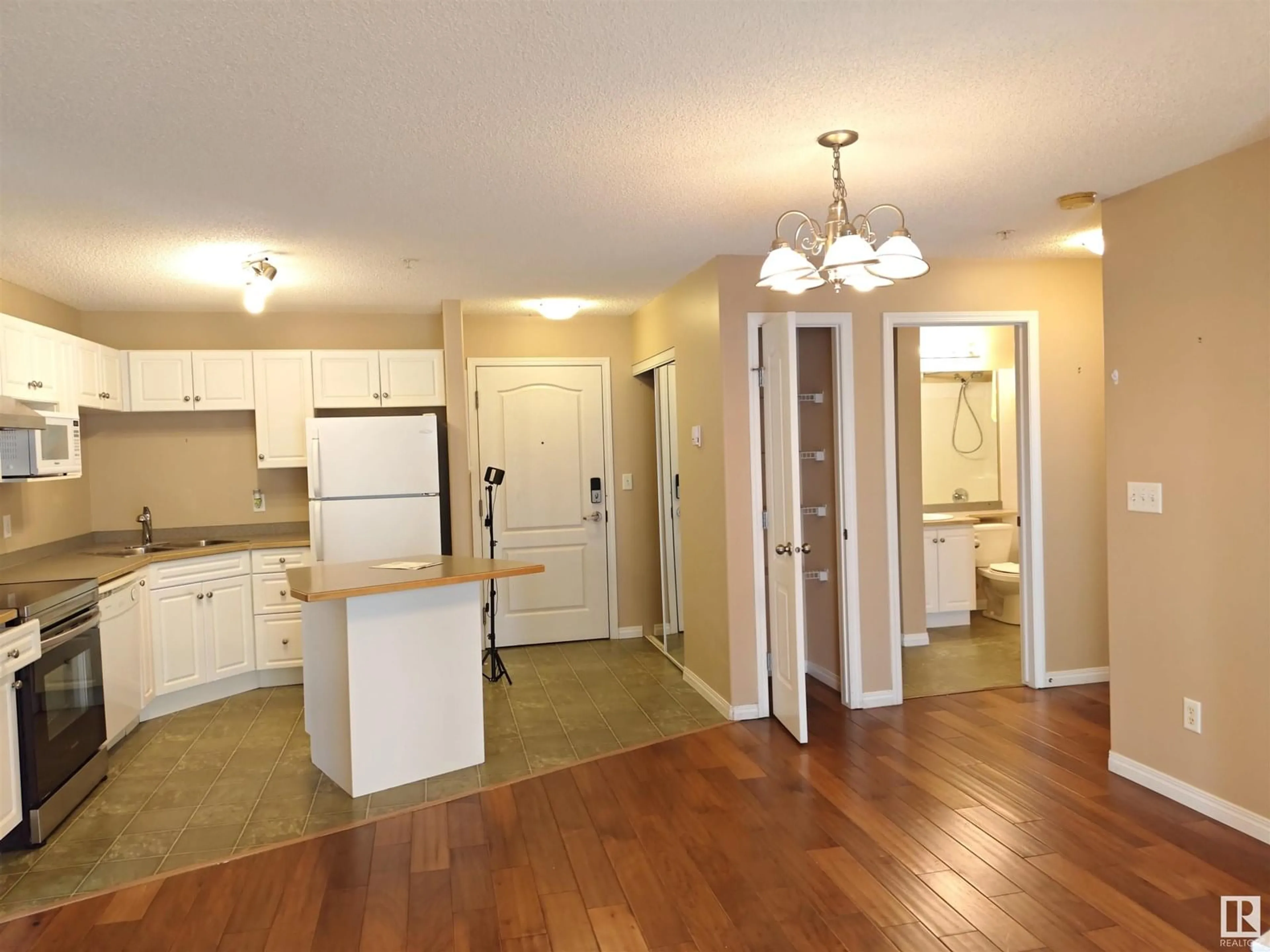Open concept kitchen, wood/laminate floor for 209 - 7511 171 ST, Edmonton Alberta T5T6S7