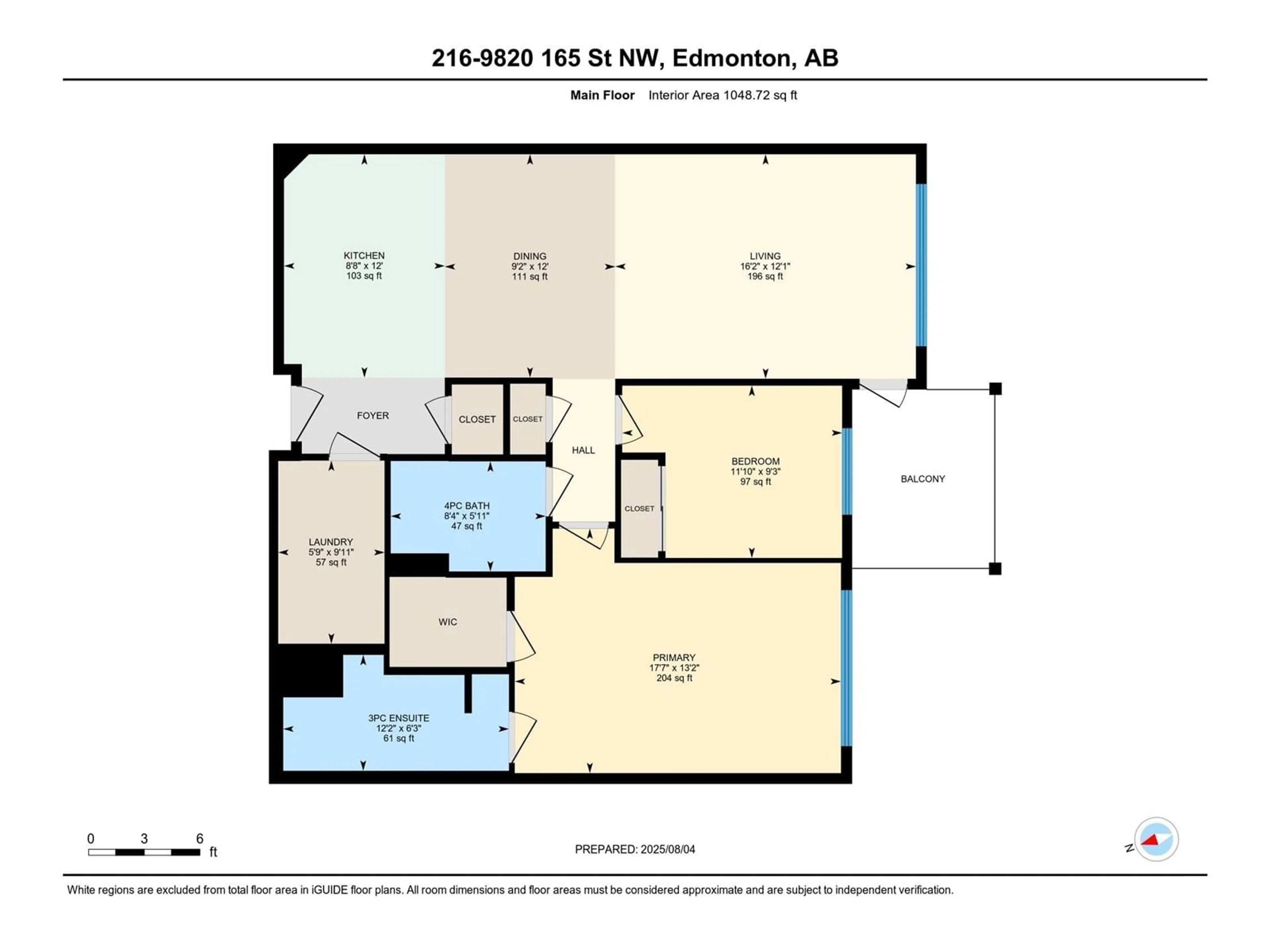 Floor plan for #216 - 9820 165 ST, Edmonton Alberta T5P0N3