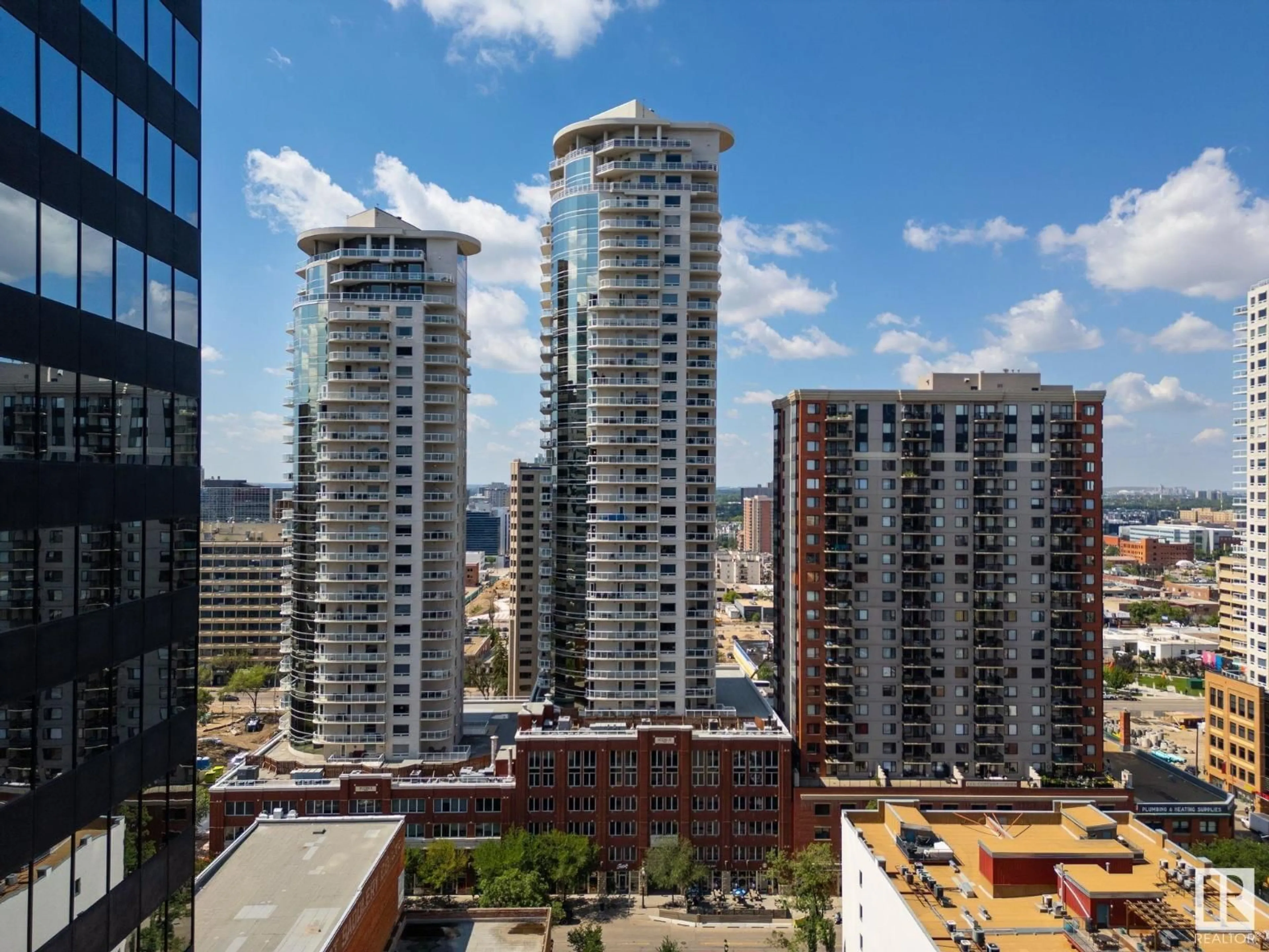 A pic from outside/outdoor area/front of a property/back of a property/a pic from drone, city buildings view from balcony for #2303 - 10152 104 ST, Edmonton Alberta T5J0B6