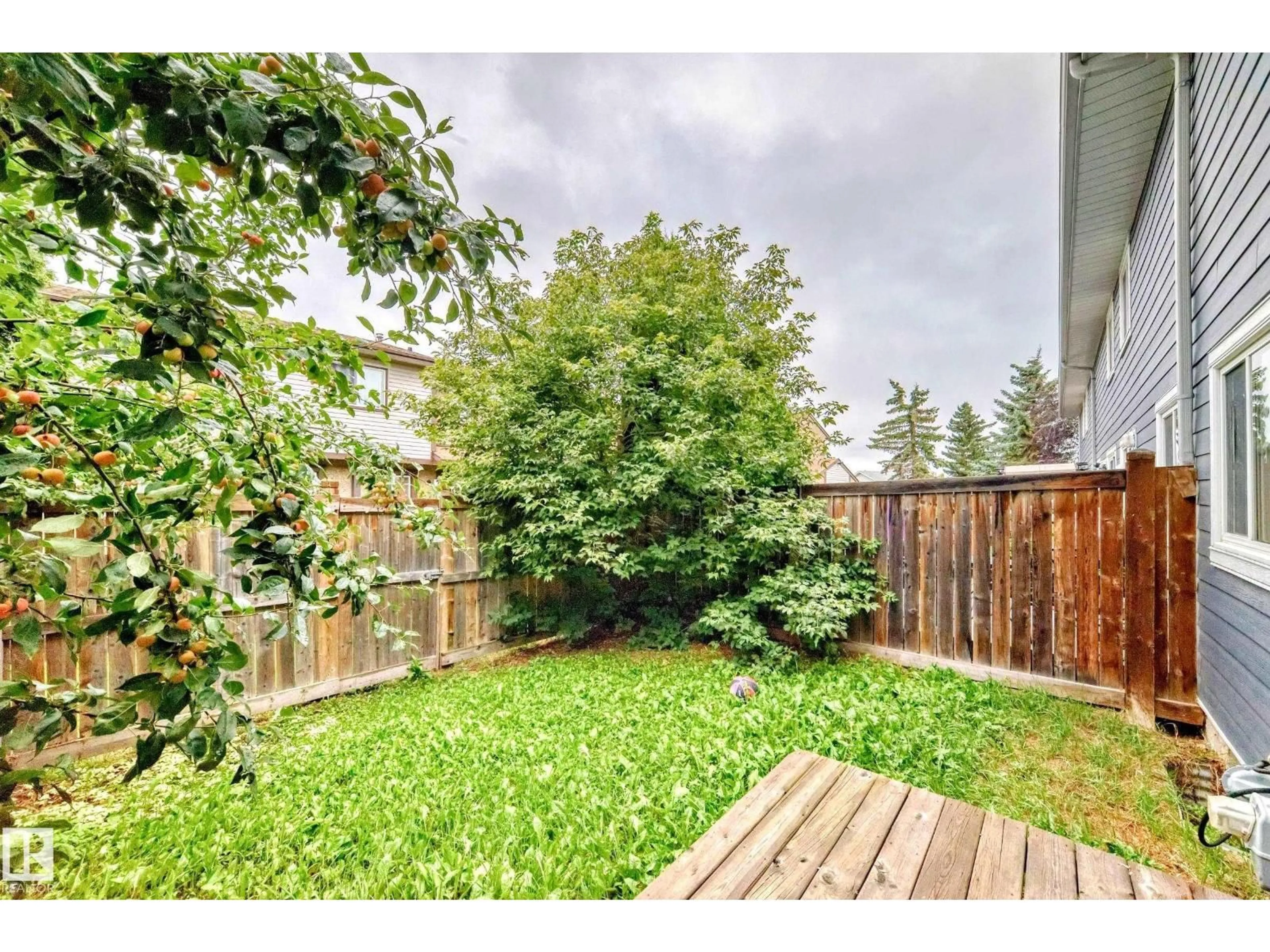 Patio, forest/trees view for 5 - 14803 34 ST, Edmonton Alberta T5Y2L3
