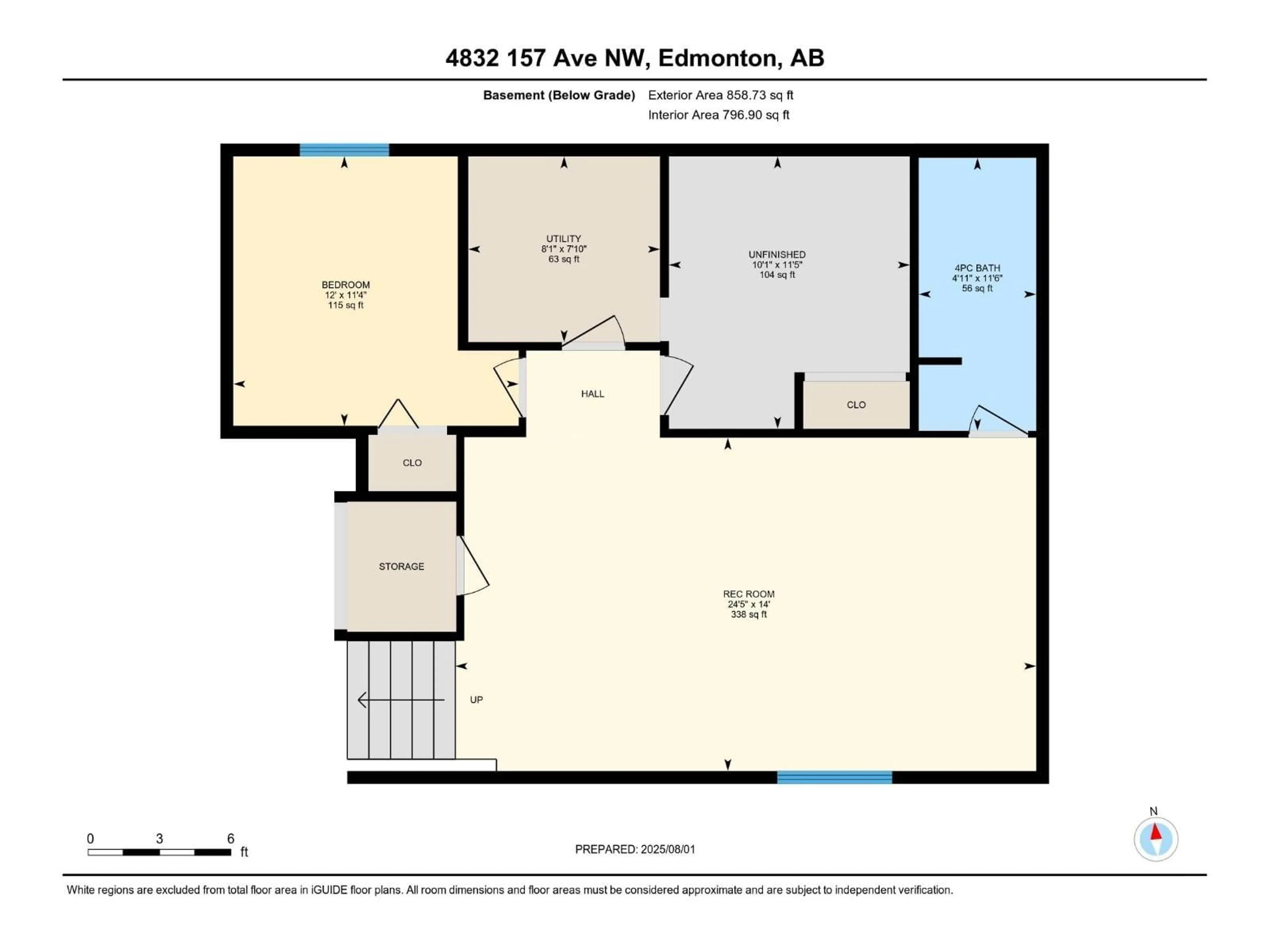 Floor plan for NW - 4832 157 AV, Edmonton Alberta T5Y0B7