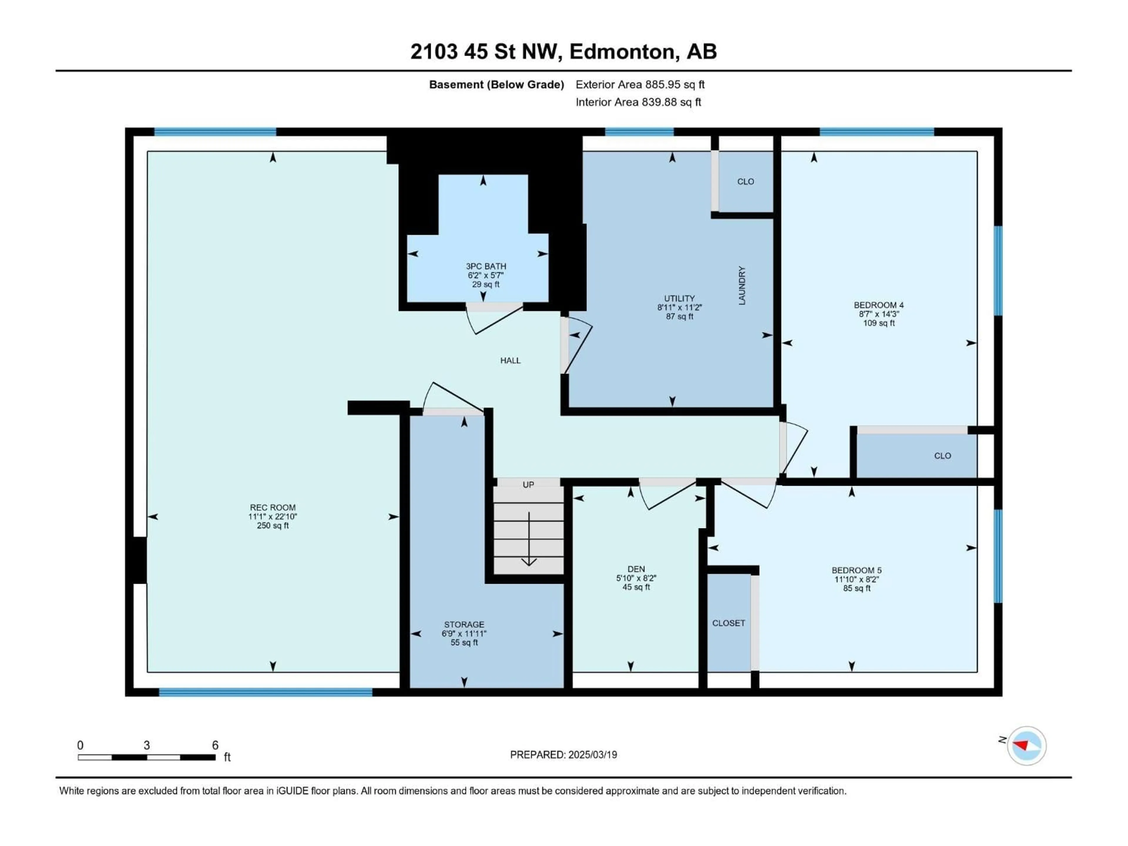 Floor plan for 2103 45 ST, Edmonton Alberta T6L2T9