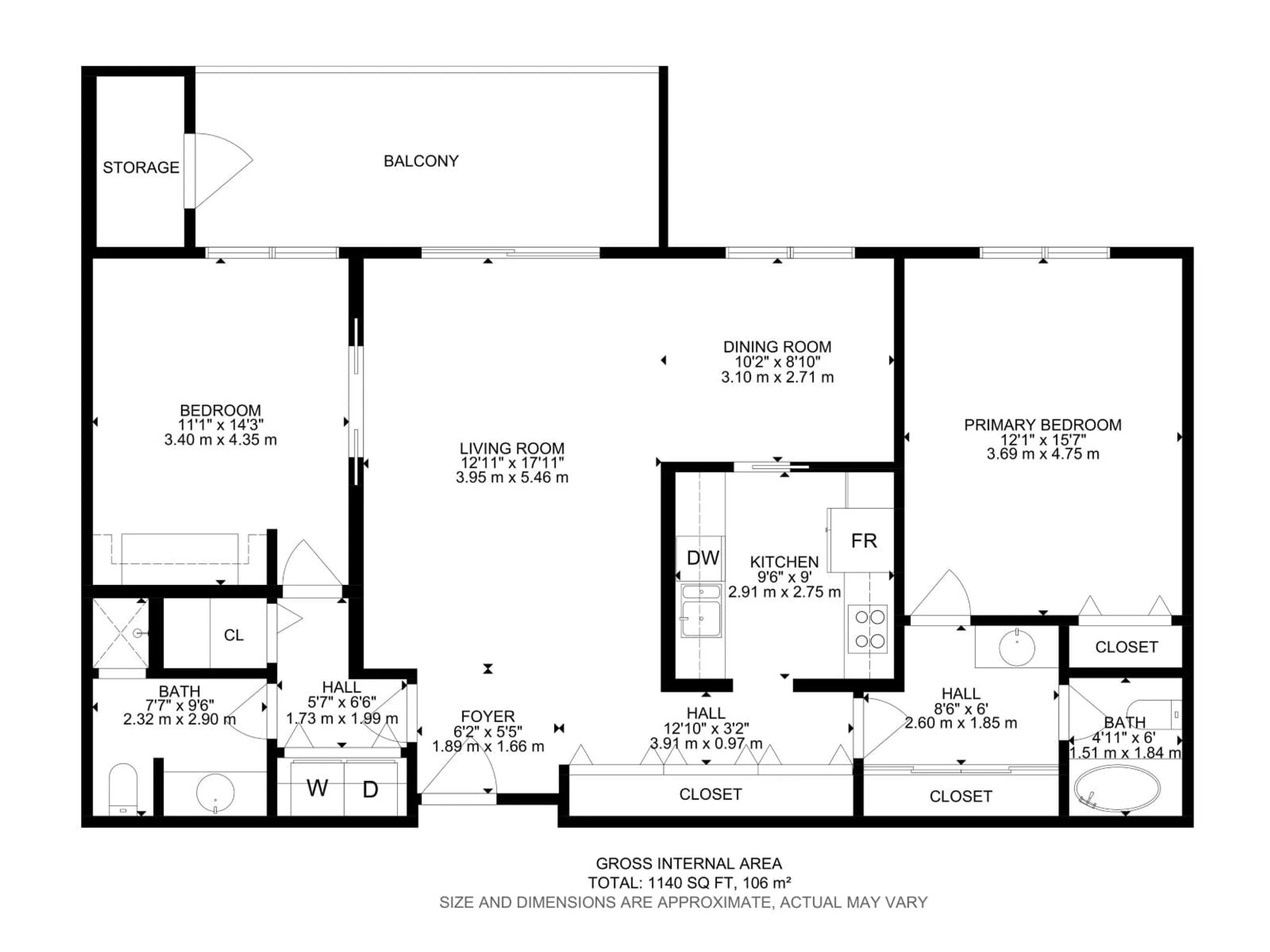 Floor plan for #213 - 14810 51 AV, Edmonton Alberta T6H5G5