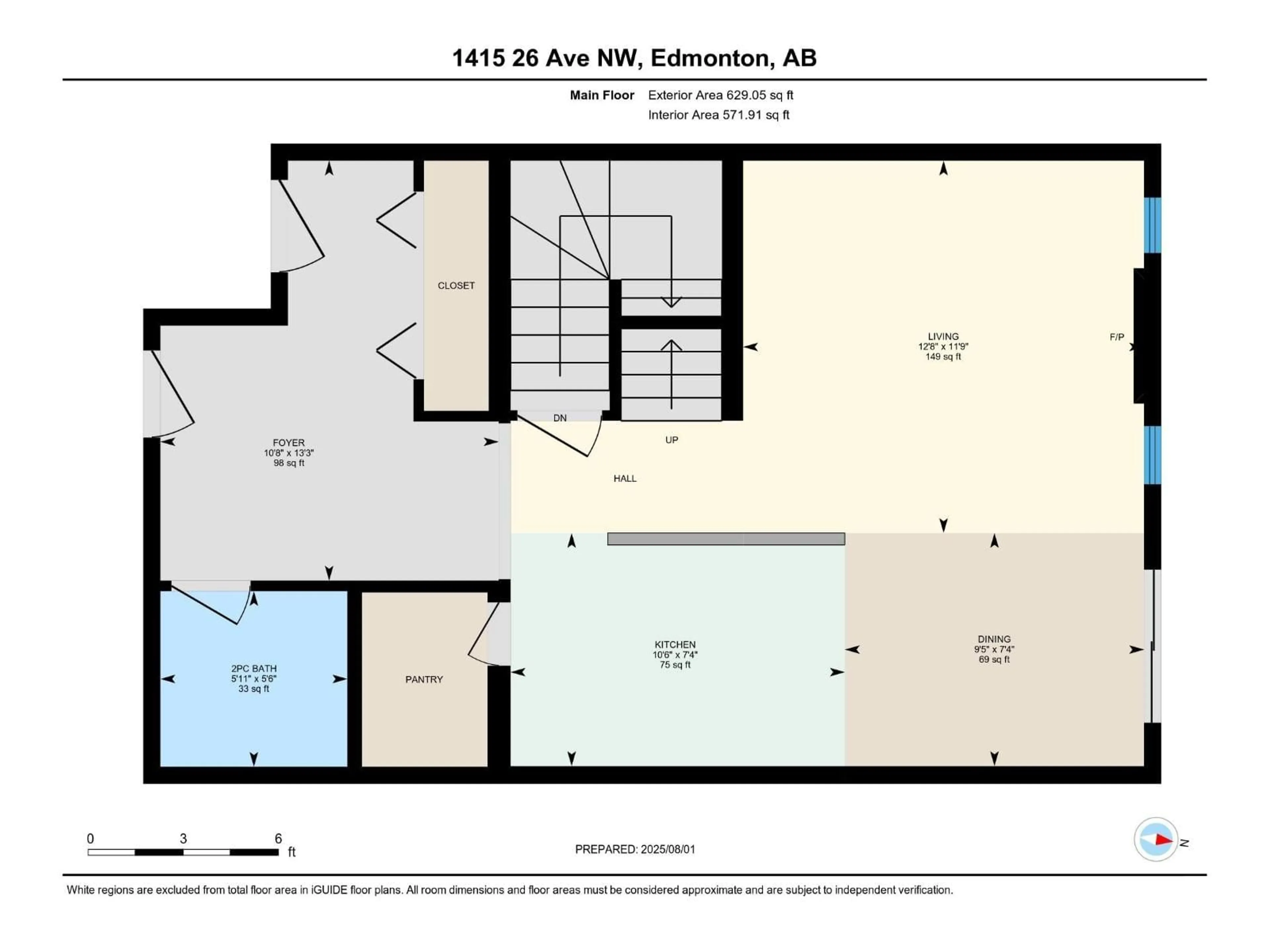Floor plan for 1415 26 AV, Edmonton Alberta T6T0W1