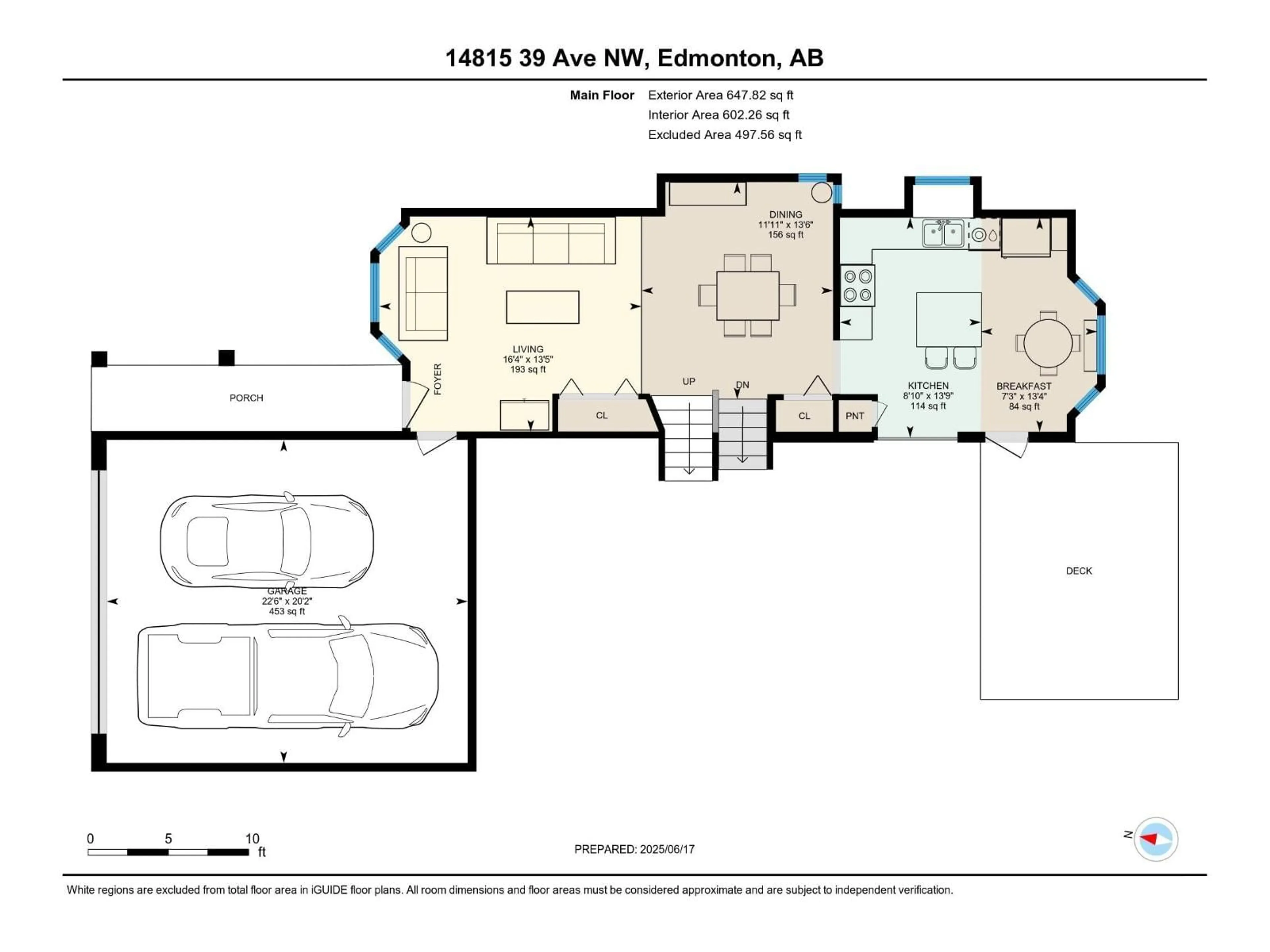 Floor plan for 14815 39 AV, Edmonton Alberta T6R1J6