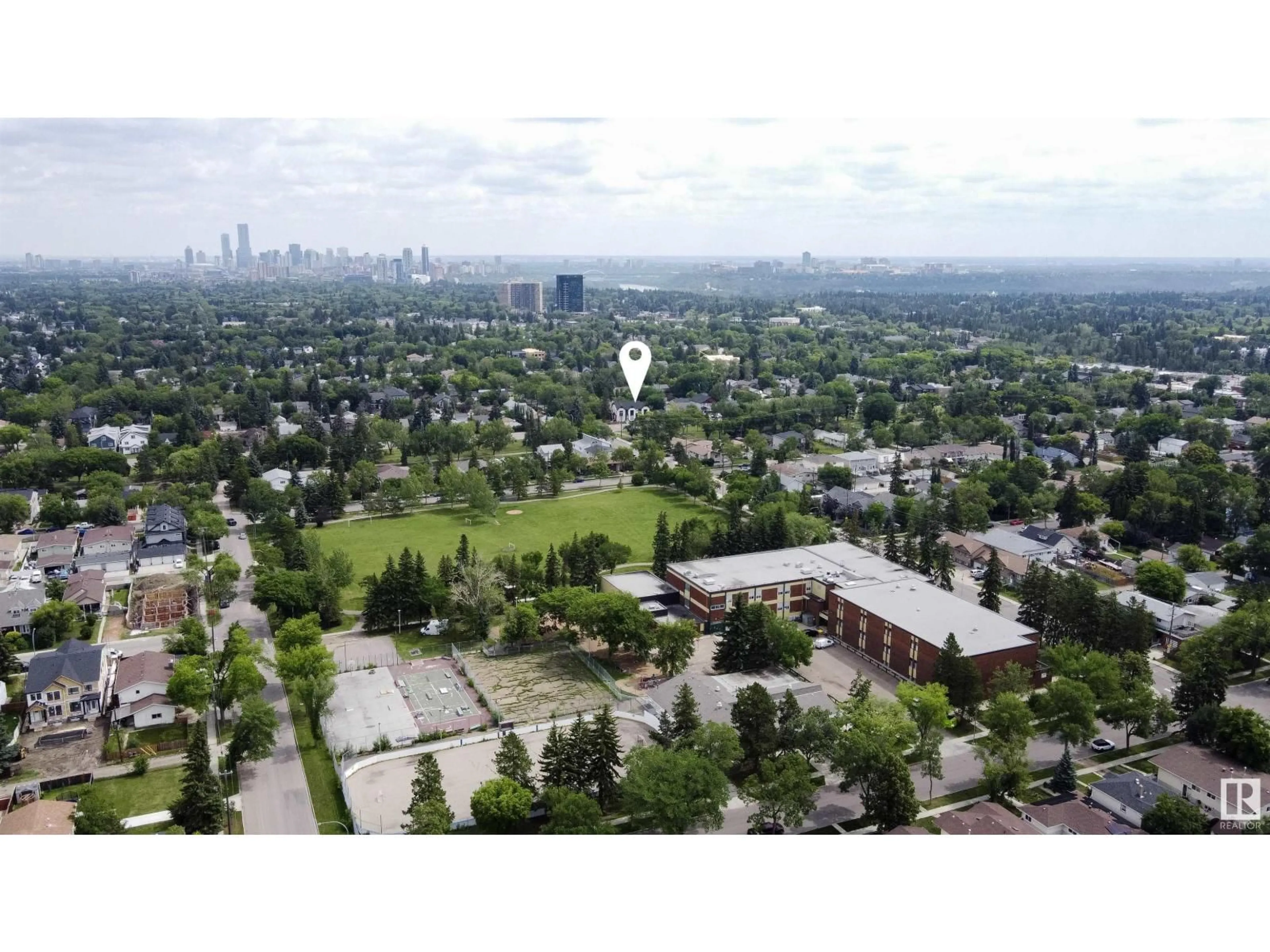 A pic from outside/outdoor area/front of a property/back of a property/a pic from drone, city buildings view from balcony for NW - 10363 149 ST, Edmonton Alberta T5P1L4