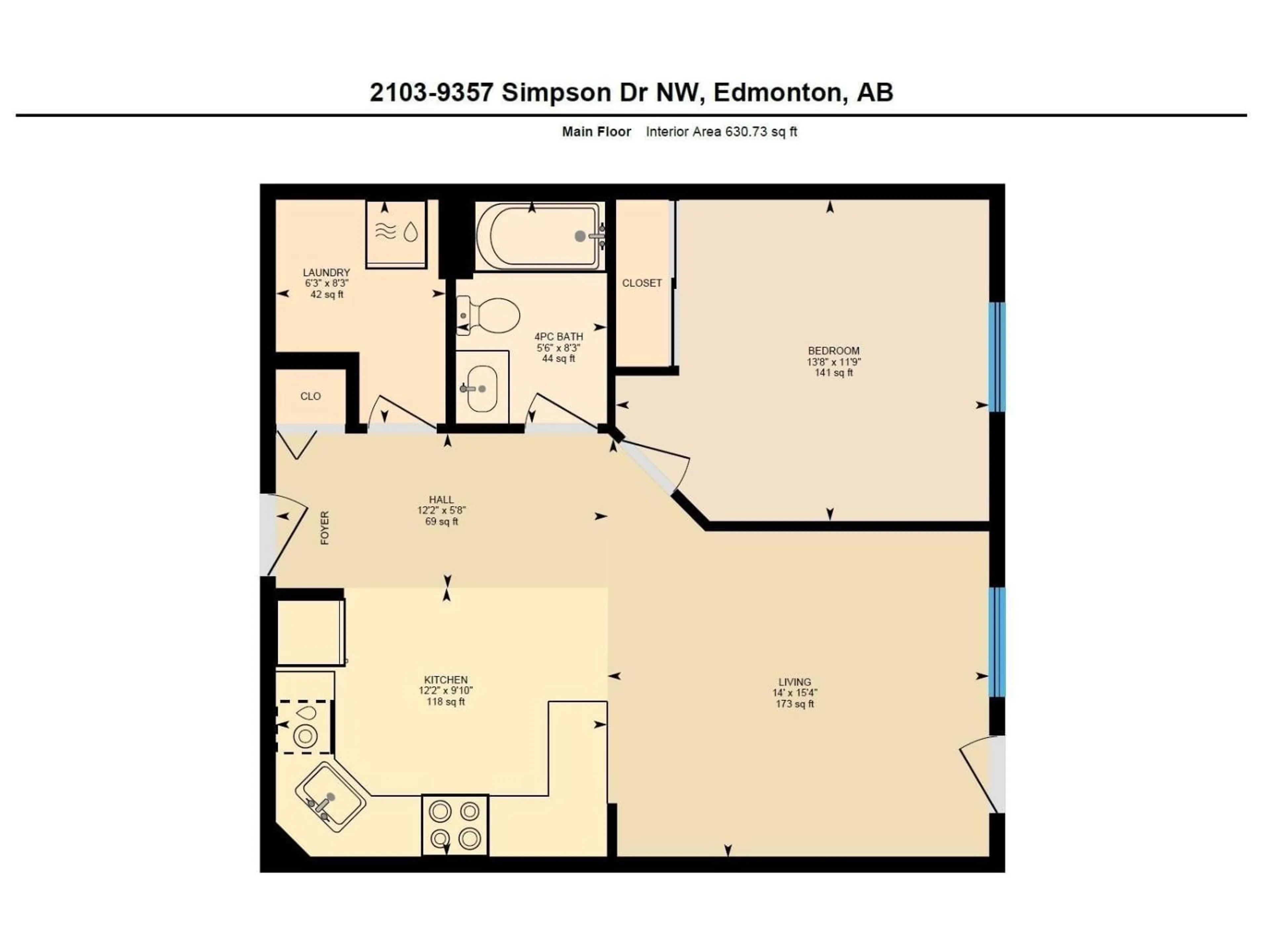 Floor plan for 9357 - 2103 SIMPSON DR, Edmonton Alberta T6R0N3