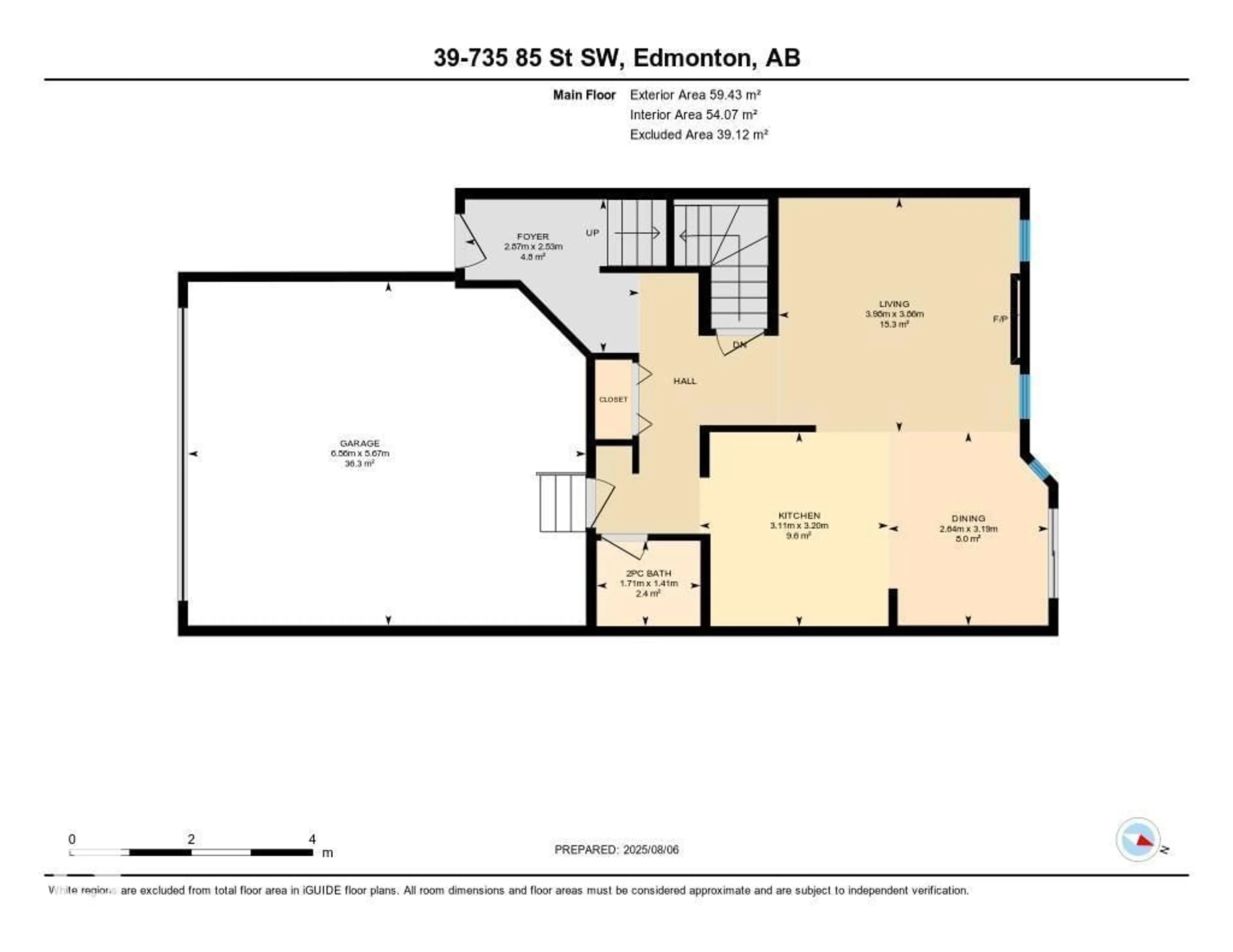 Floor plan for 39 735 85 ST SW, Edmonton Alberta T6X0K5