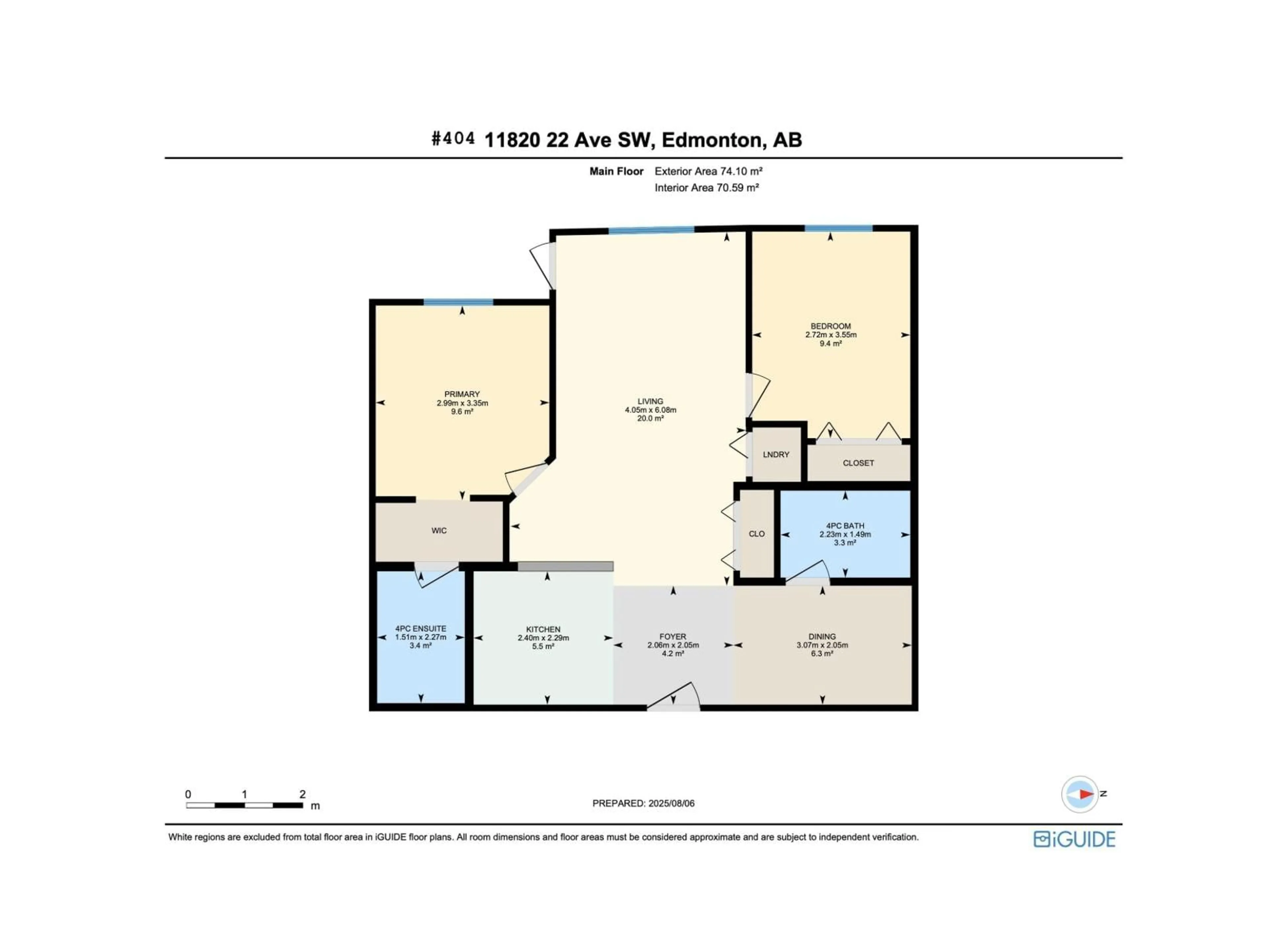 Floor plan for #404 - 11820 22 AV, Edmonton Alberta T6W2A2