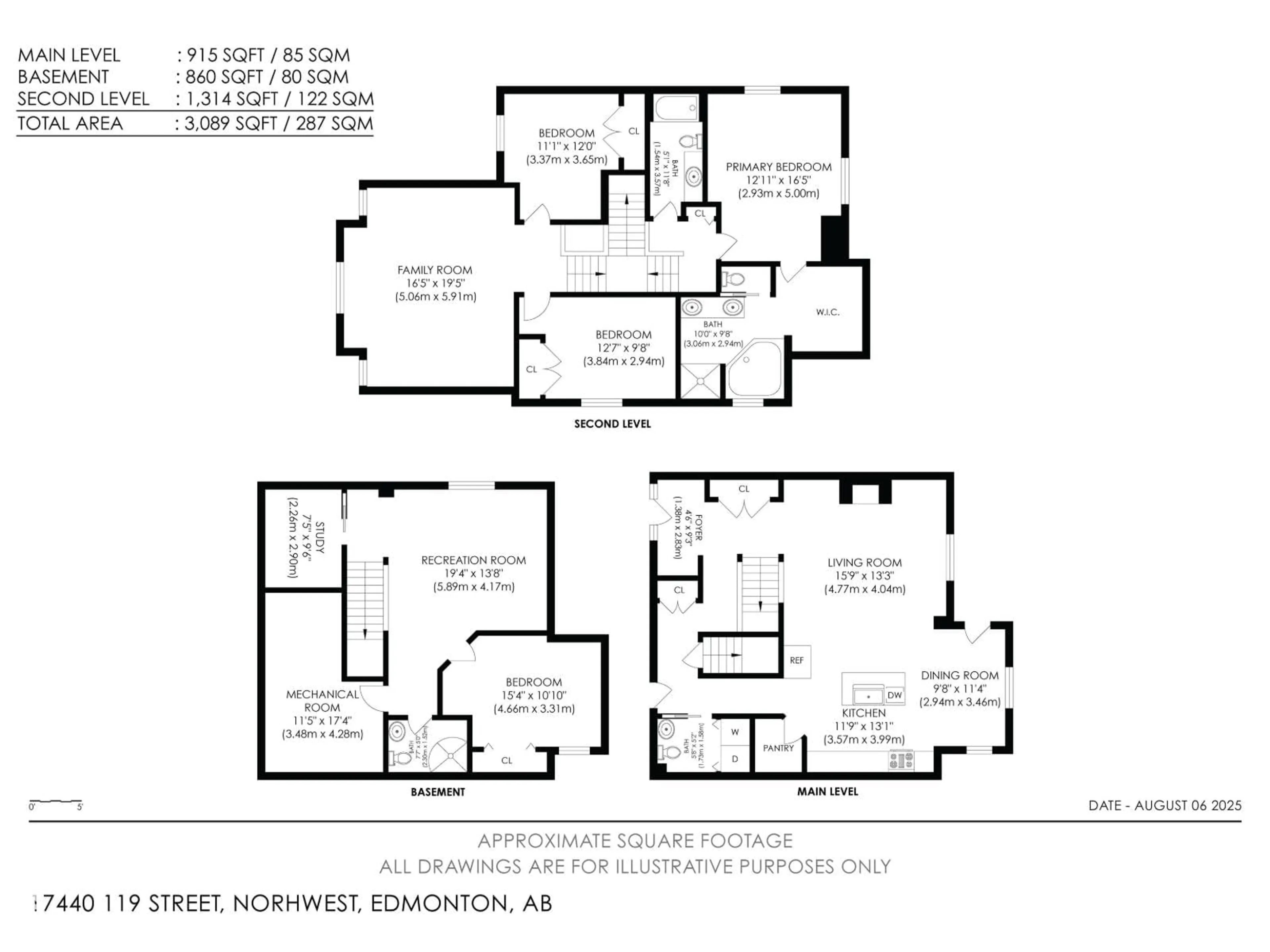Floor plan for 17440 119 ST, Edmonton Alberta T5X0A6