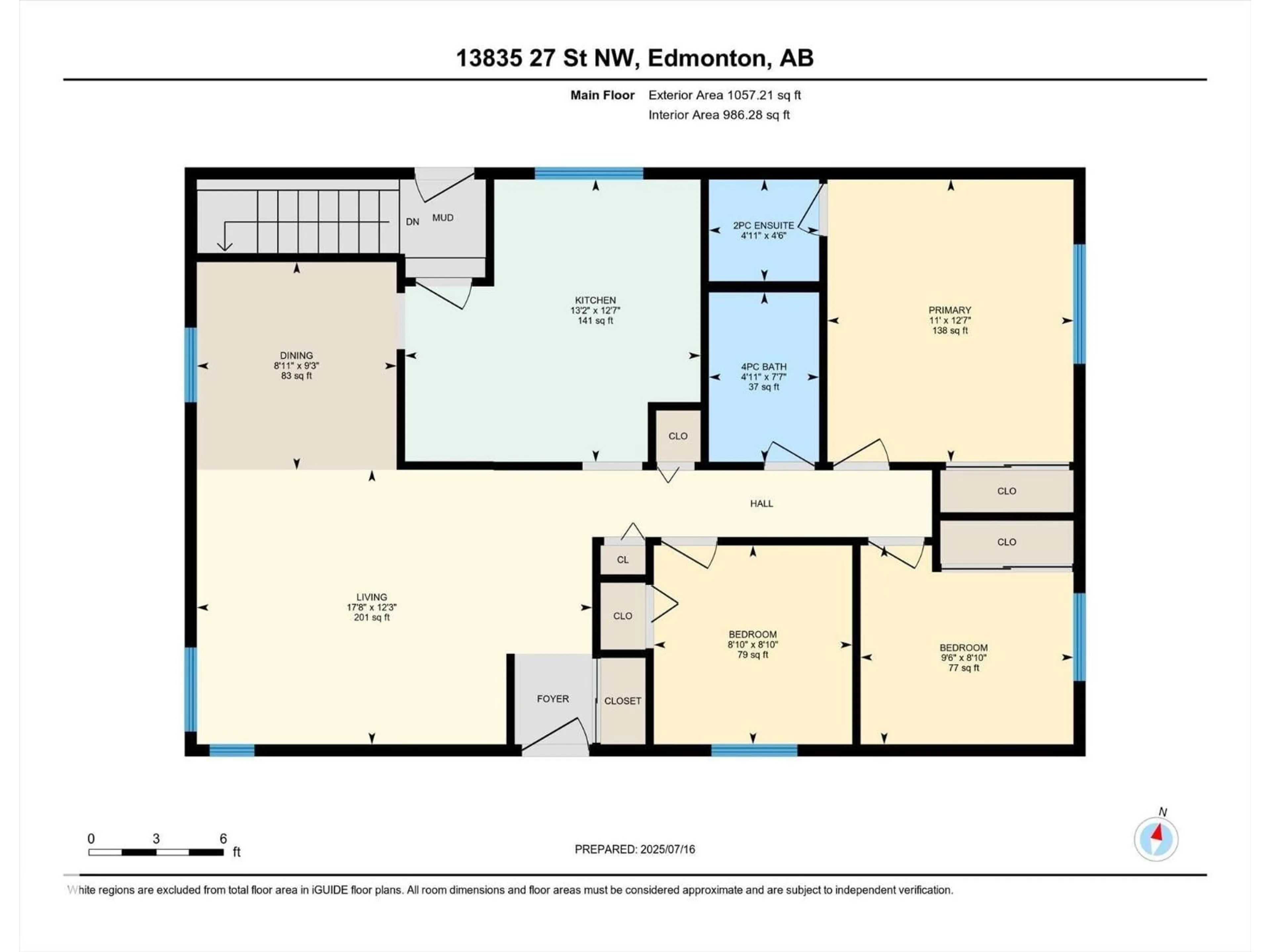 Floor plan for NW - 13835 27 ST, Edmonton Alberta T5Y1A2