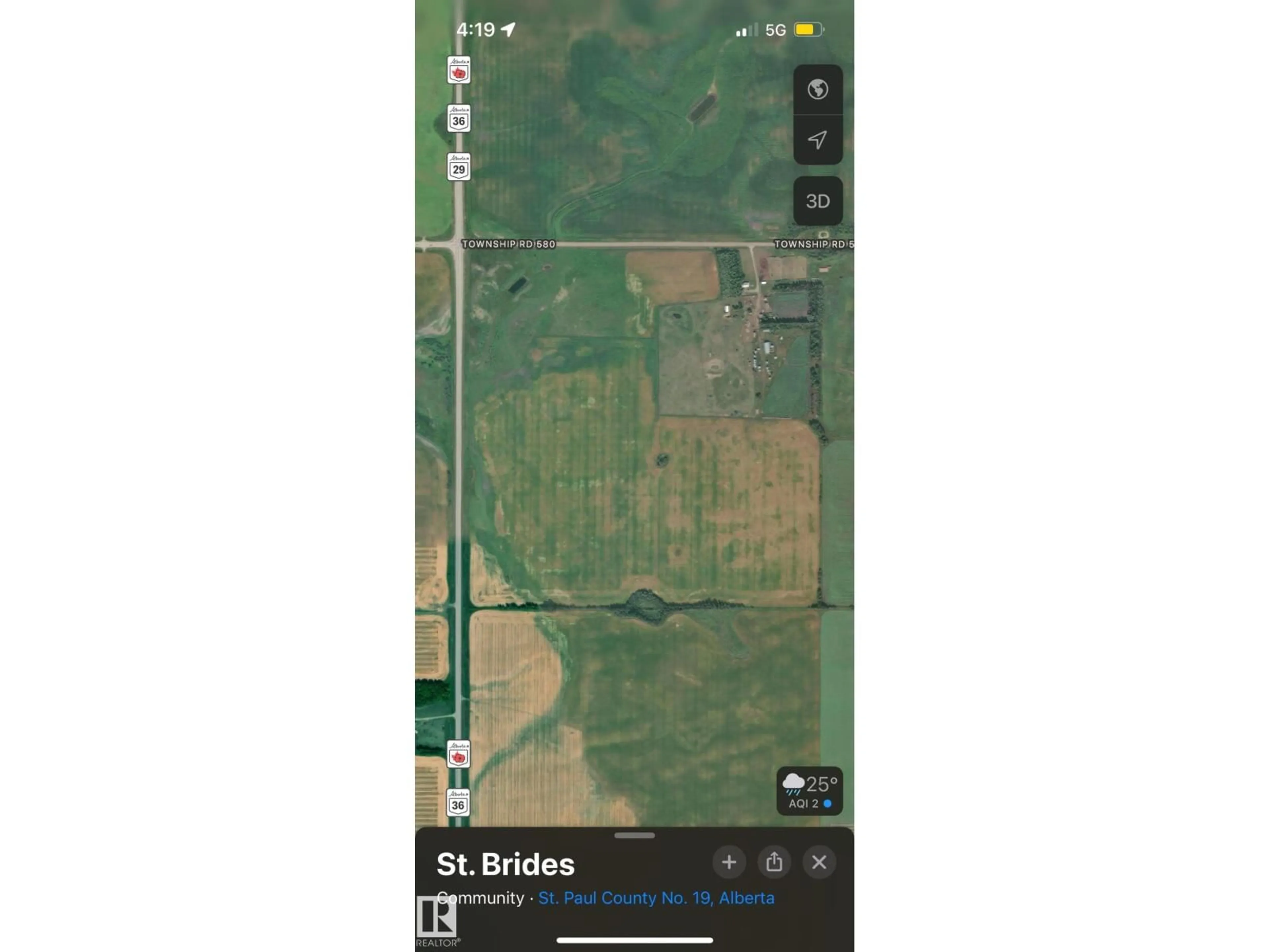 Picture of a map for 11119 TWP RD 580, Rural St. Paul County Alberta T0A2Y0