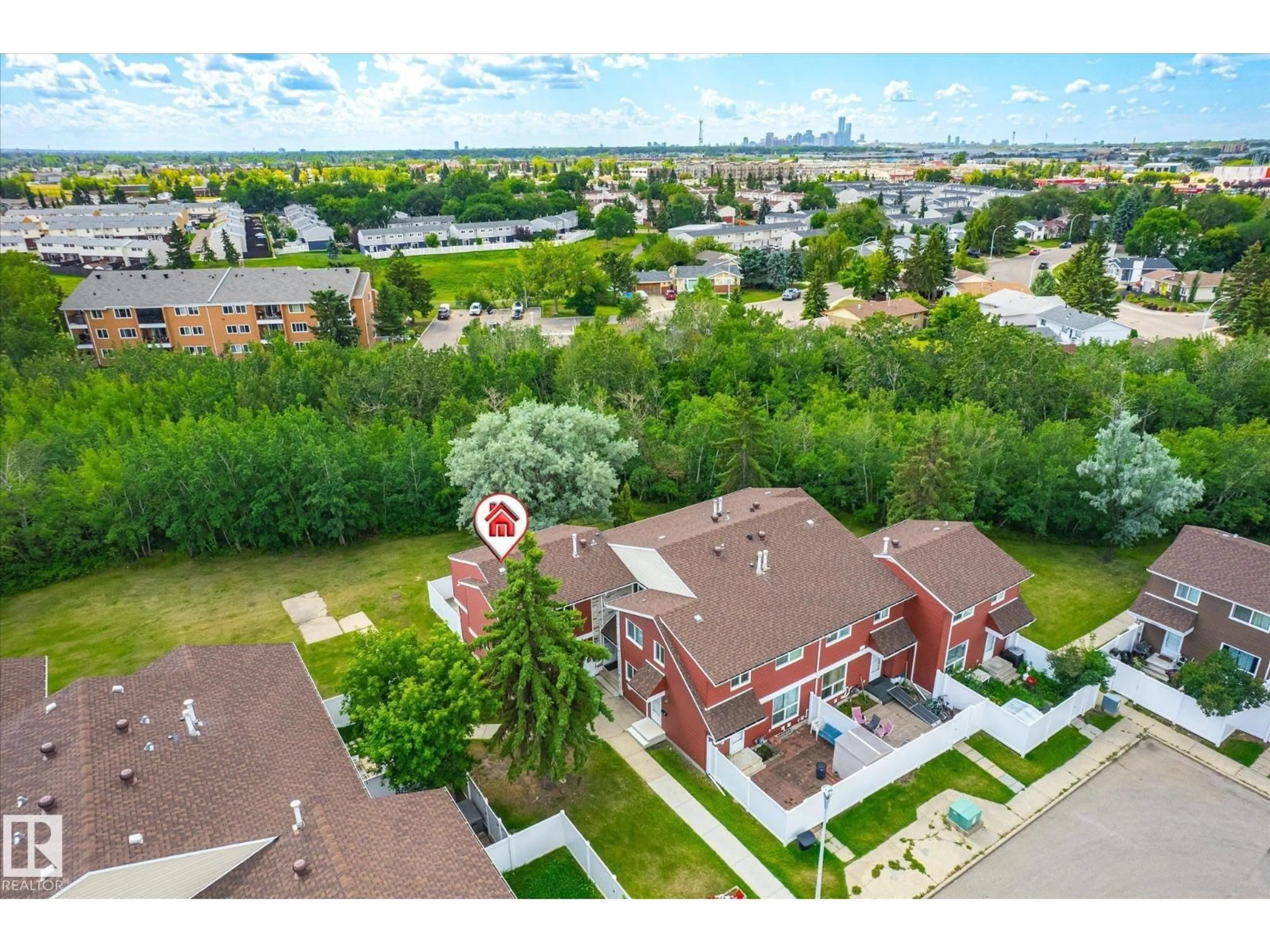A pic from outside/outdoor area/front of a property/back of a property/a pic from drone, city buildings view from balcony for NW - 13243 47 ST, Edmonton Alberta T5A3L5