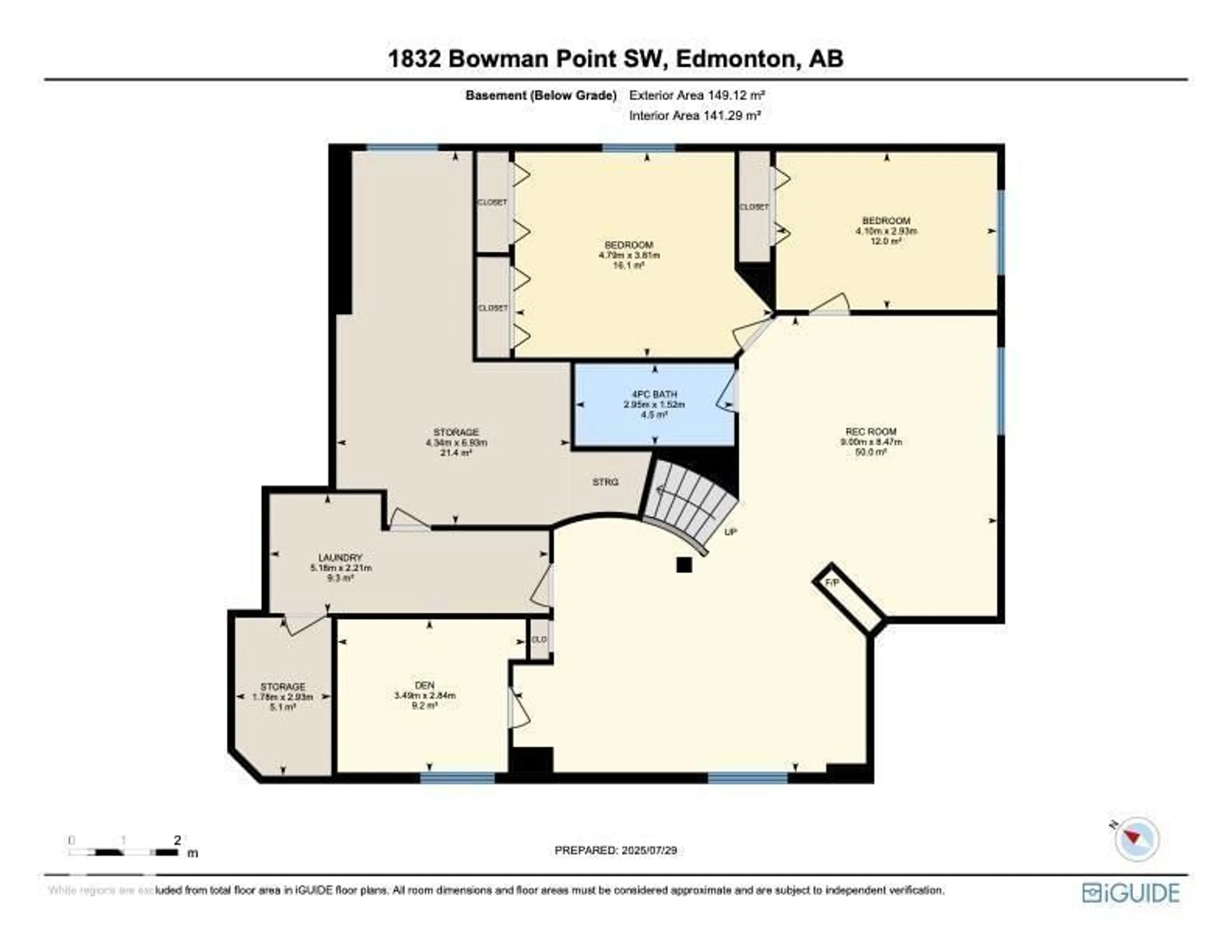 Floor plan for SW - 1832 BOWMAN PT, Edmonton Alberta T6W1P7