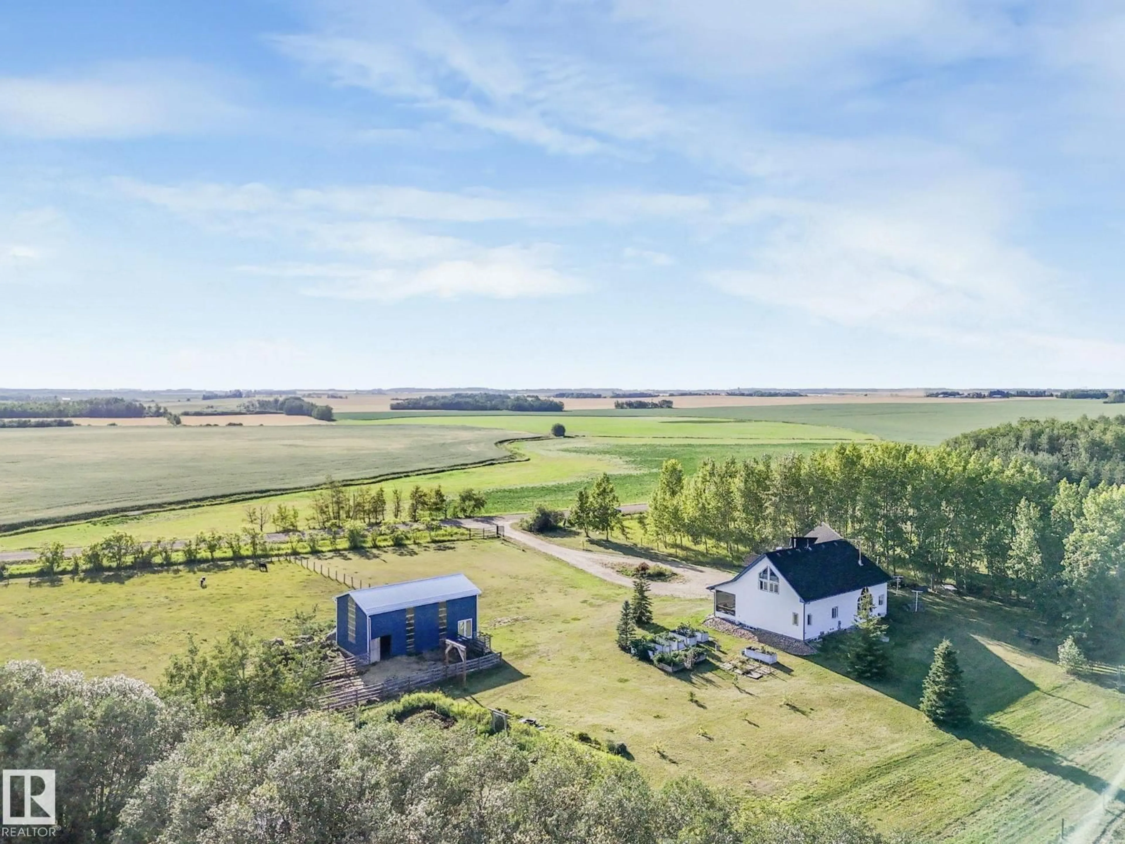 A pic from outside/outdoor area/front of a property/back of a property/a pic from drone, water/lake/river/ocean view for 56231 RGE ROAD 263, Rural Sturgeon County Alberta T8R0X8