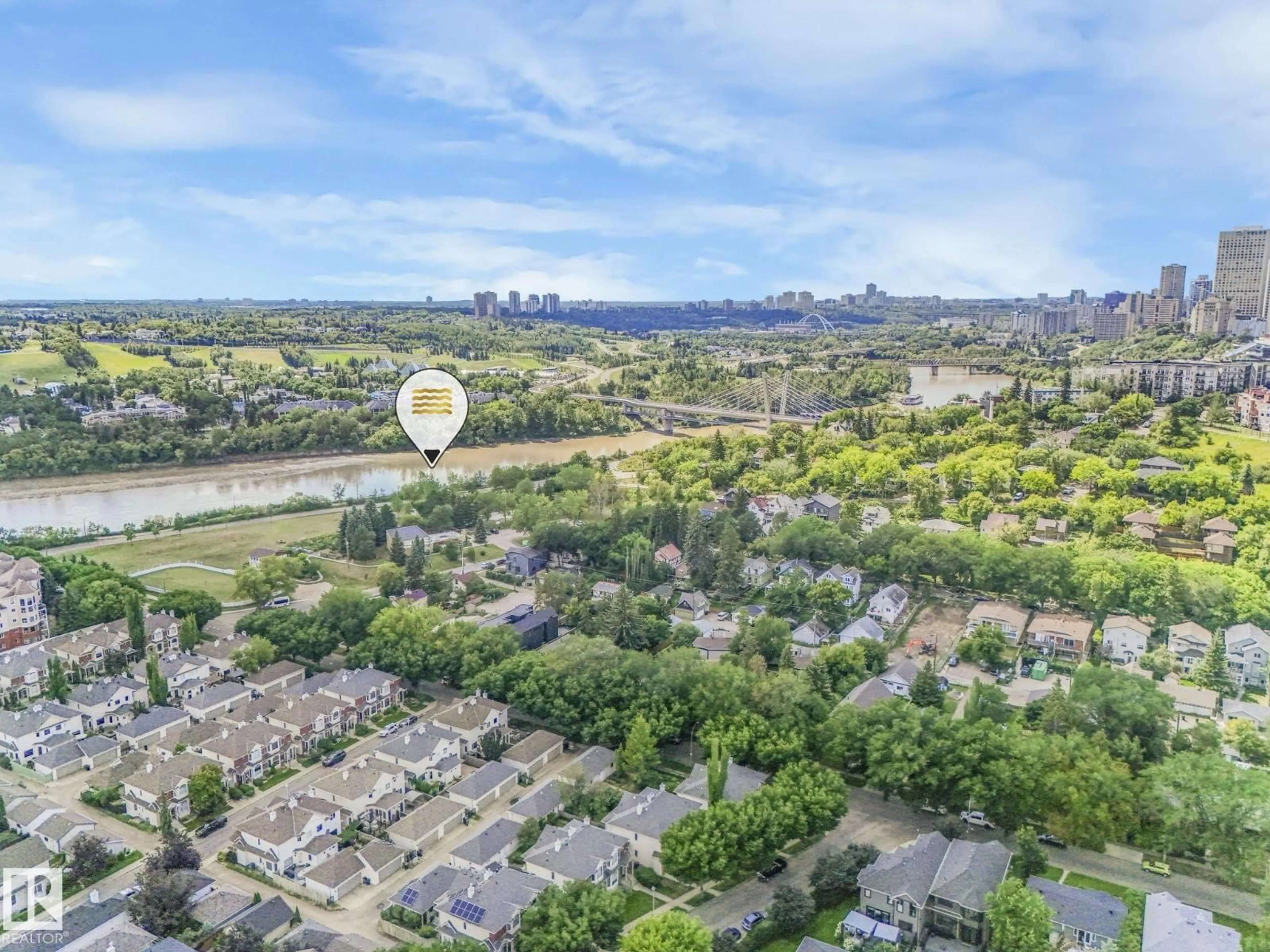 A pic from outside/outdoor area/front of a property/back of a property/a pic from drone, water/lake/river/ocean view for 9119 101 AV, Edmonton Alberta T5H4P1