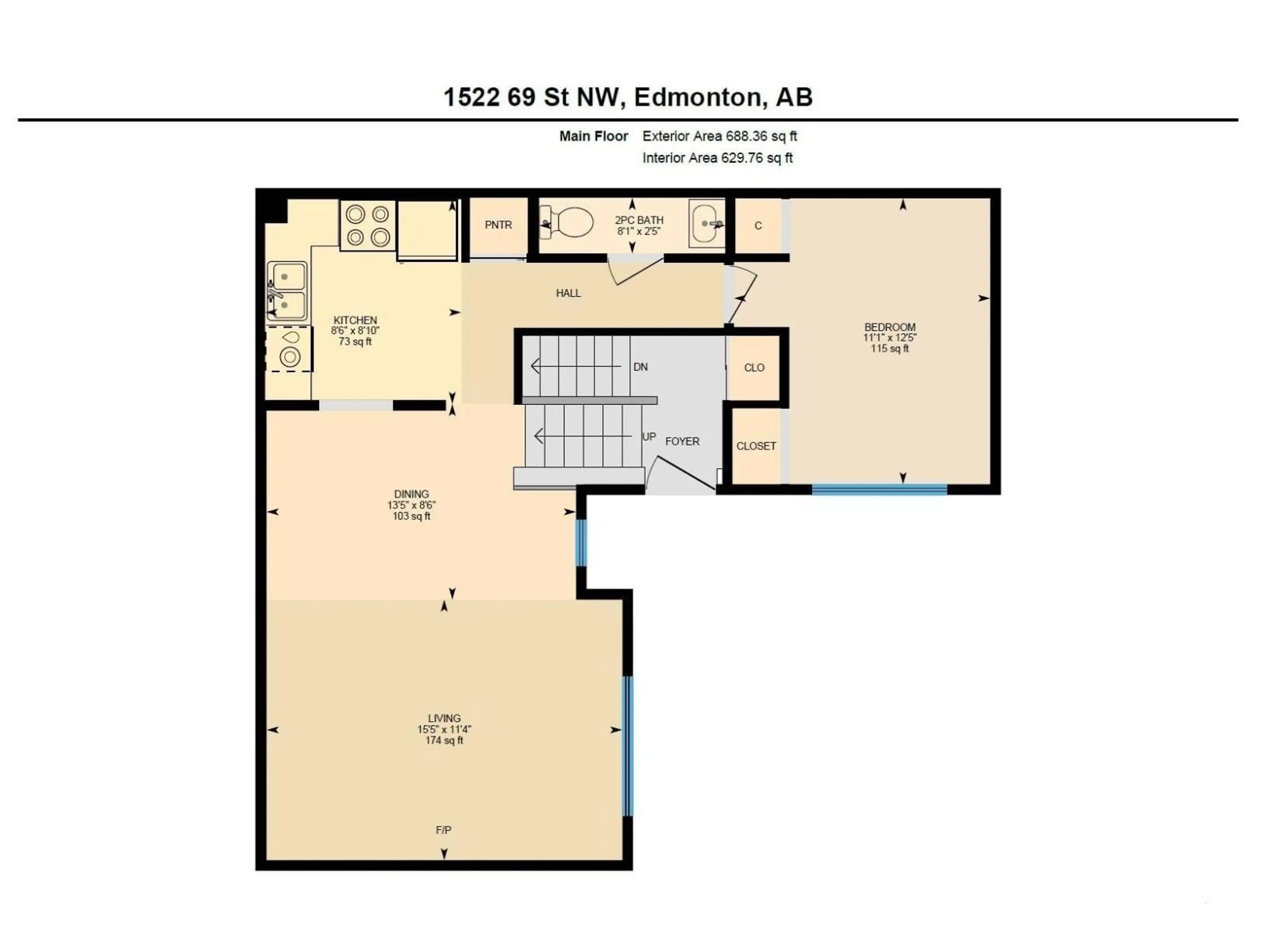 Floor plan for NW - 1522 69 ST, Edmonton Alberta T6K3R3