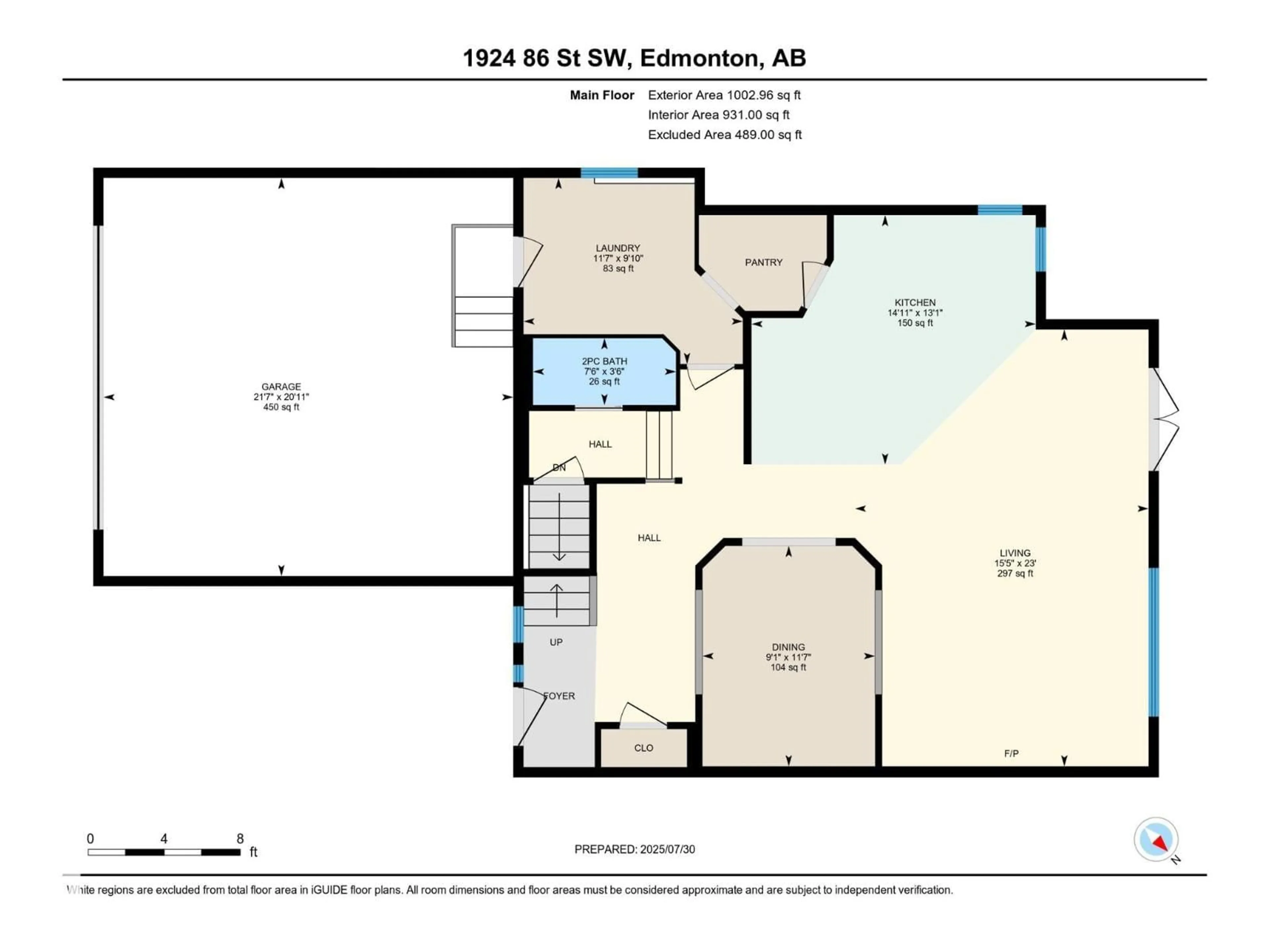 Floor plan for SW - 1924 86 ST, Edmonton Alberta T6X0R5