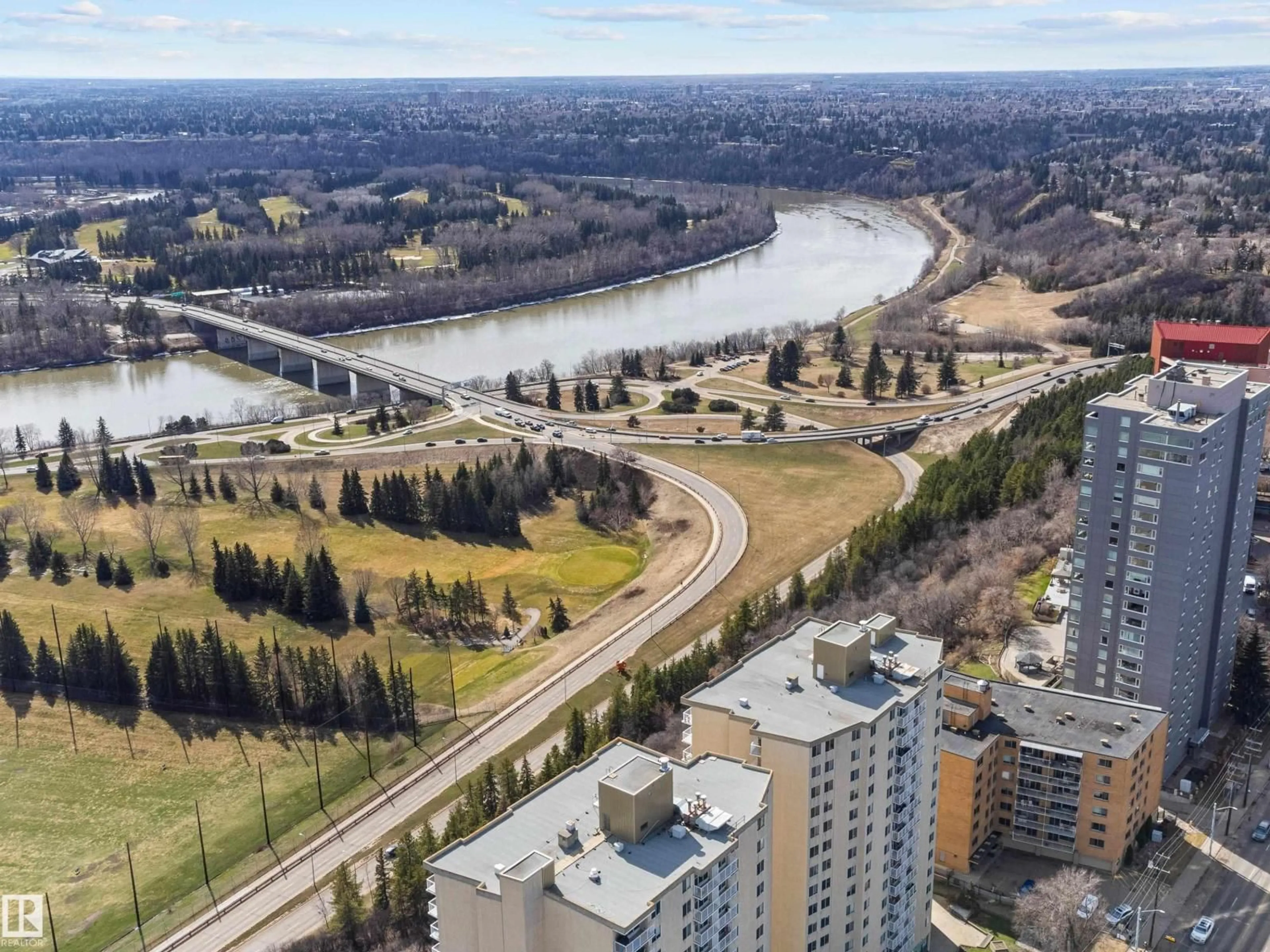 A pic from outside/outdoor area/front of a property/back of a property/a pic from drone, water/lake/river/ocean view for 1601 JASPER AV, Edmonton Alberta T5N3X8