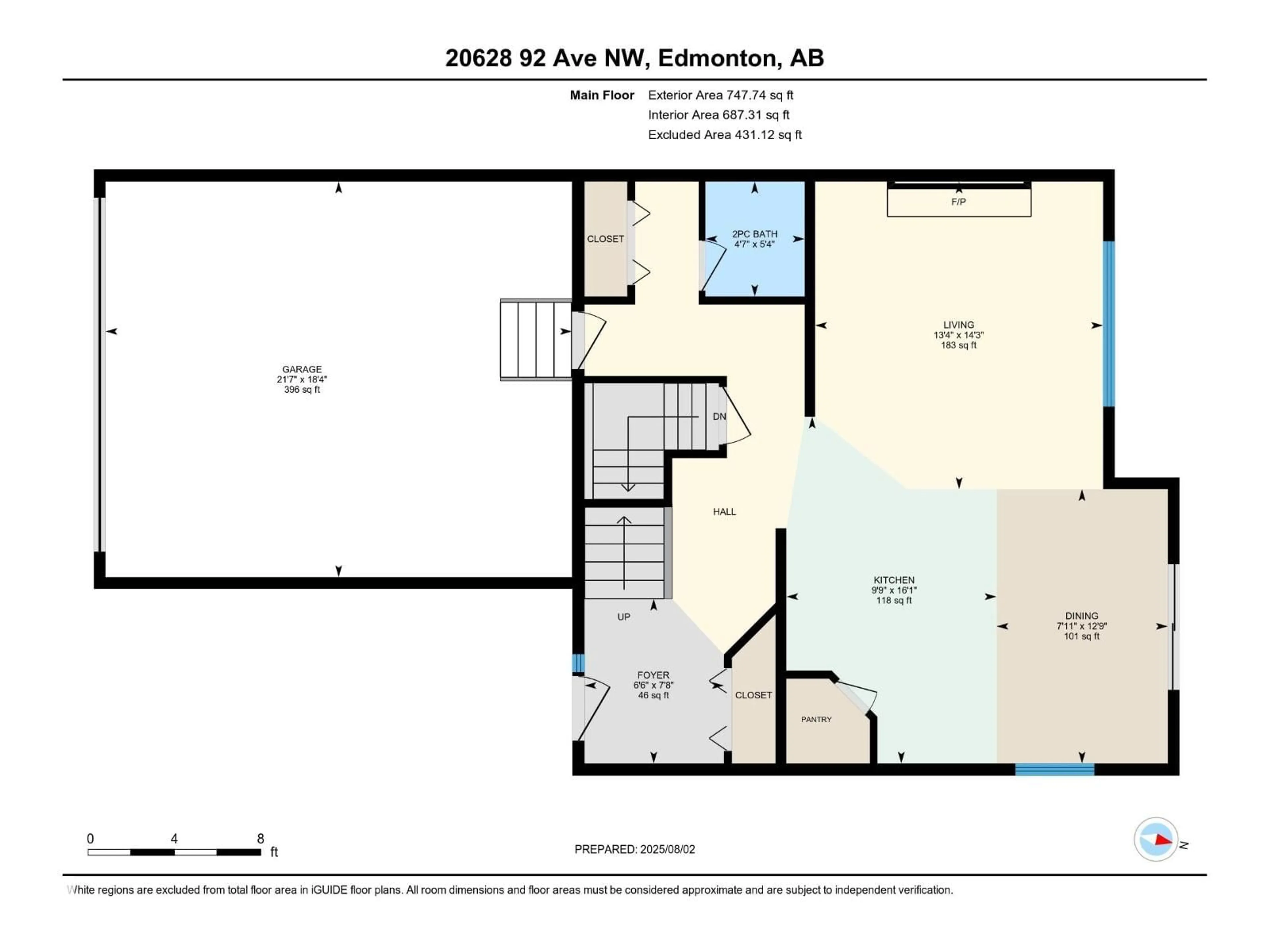 Floor plan for 20628 92 AV, Edmonton Alberta T5T1S9