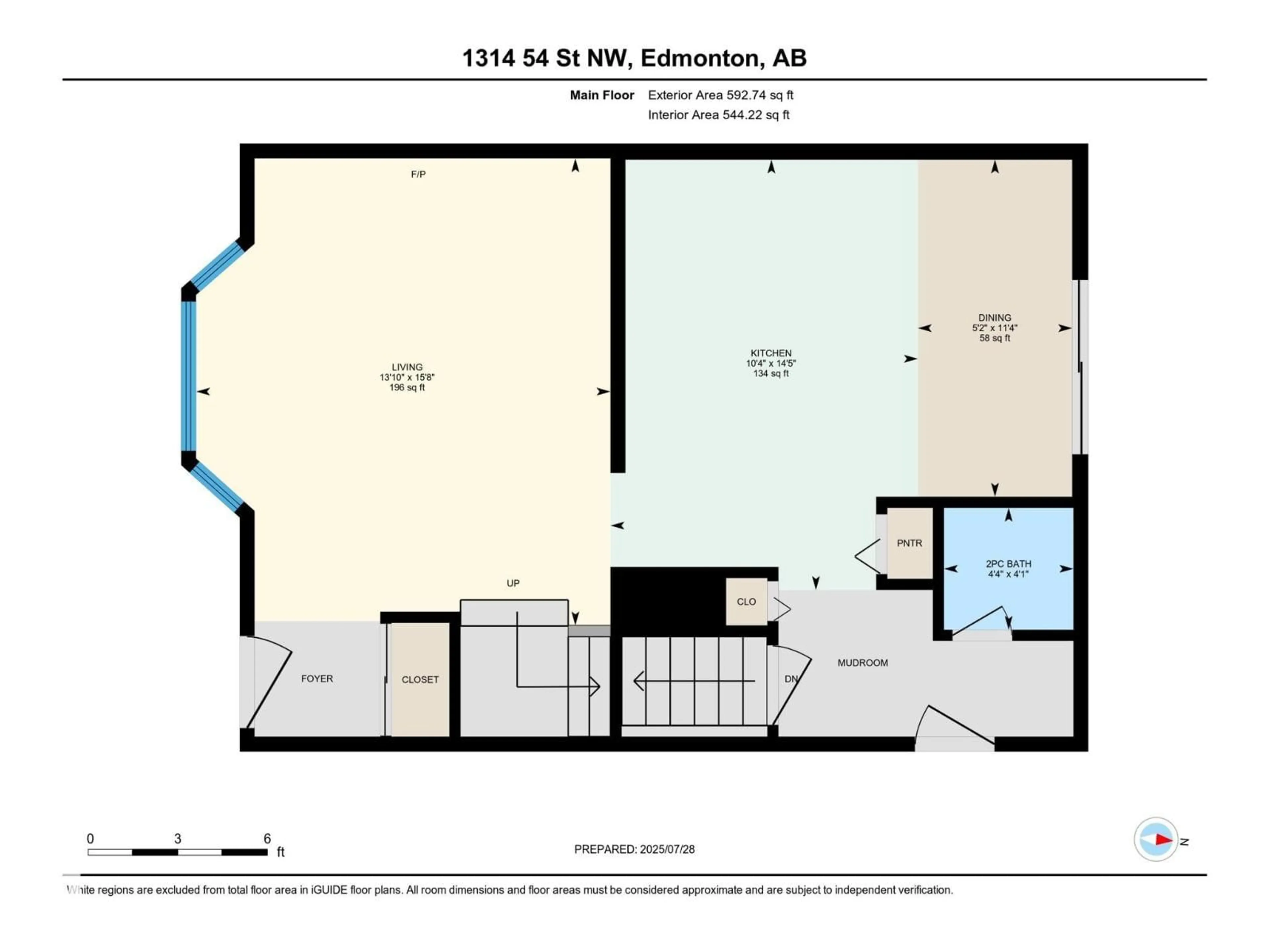 Floor plan for 1314 54 ST, Edmonton Alberta T6L2P4