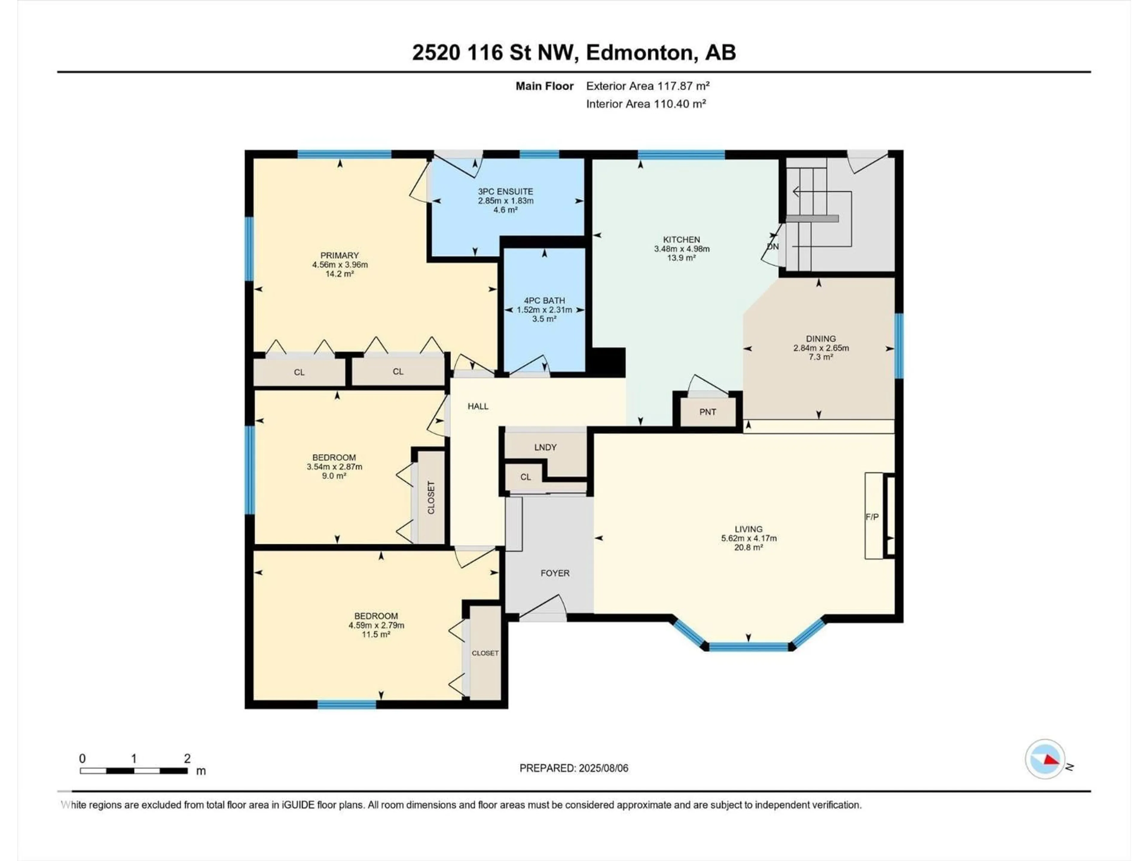 Floor plan for NW - 2520 116 ST, Edmonton Alberta T6J3S2
