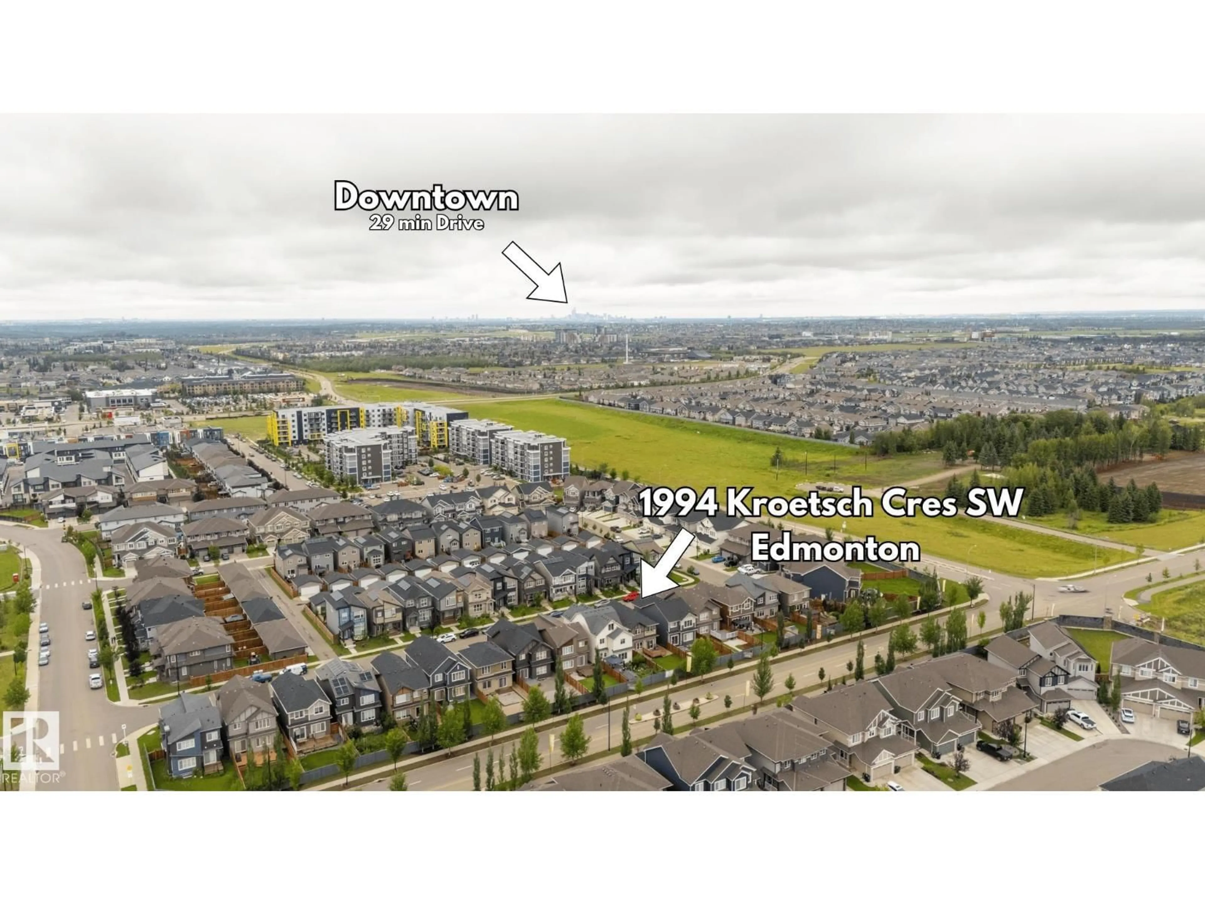 A pic from outside/outdoor area/front of a property/back of a property/a pic from drone, unknown for 1994 KROETSCH CR, Edmonton Alberta T6W4J4
