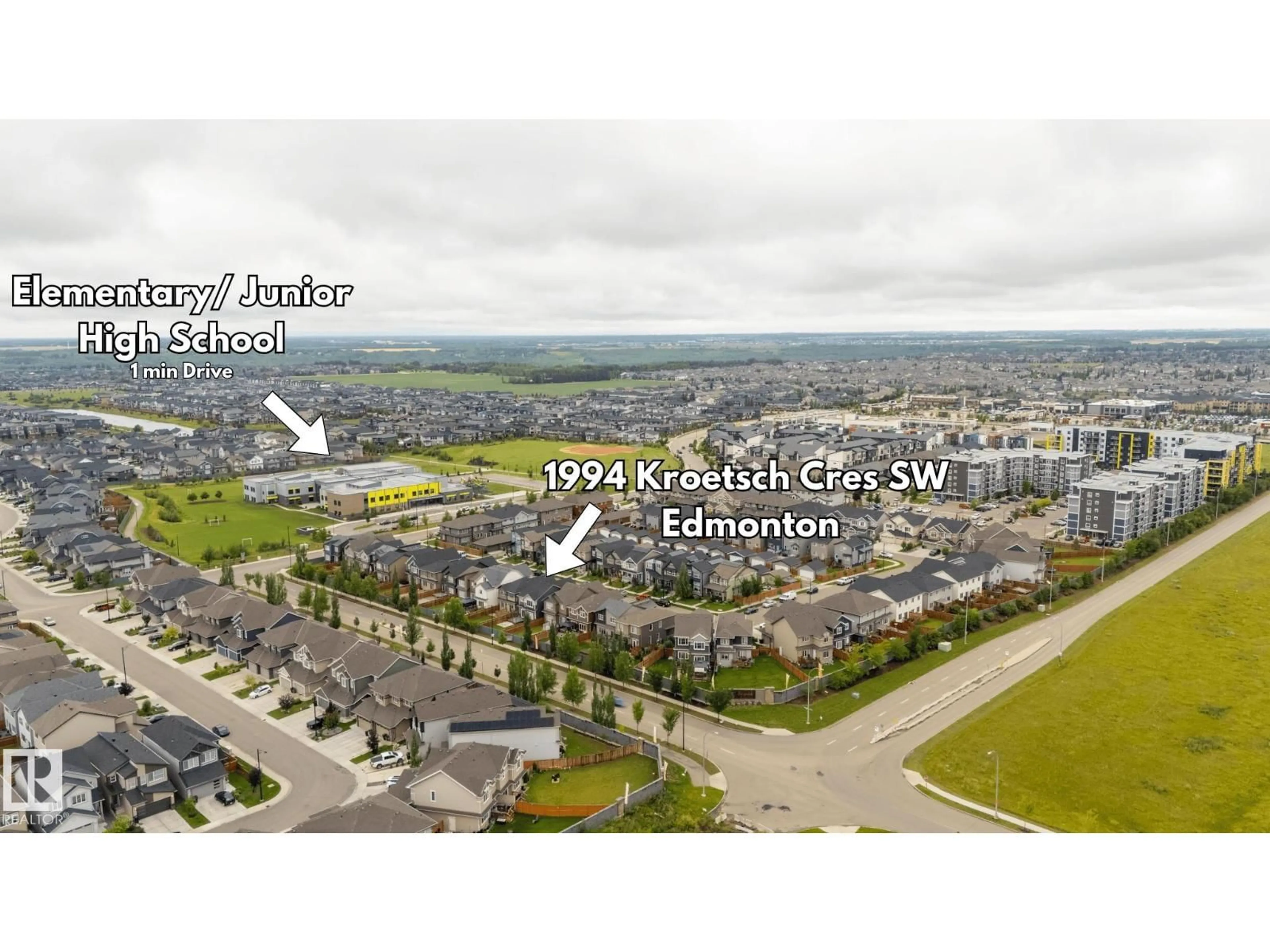 A pic from outside/outdoor area/front of a property/back of a property/a pic from drone, water/lake/river/ocean view for 1994 KROETSCH CR, Edmonton Alberta T6W4J4