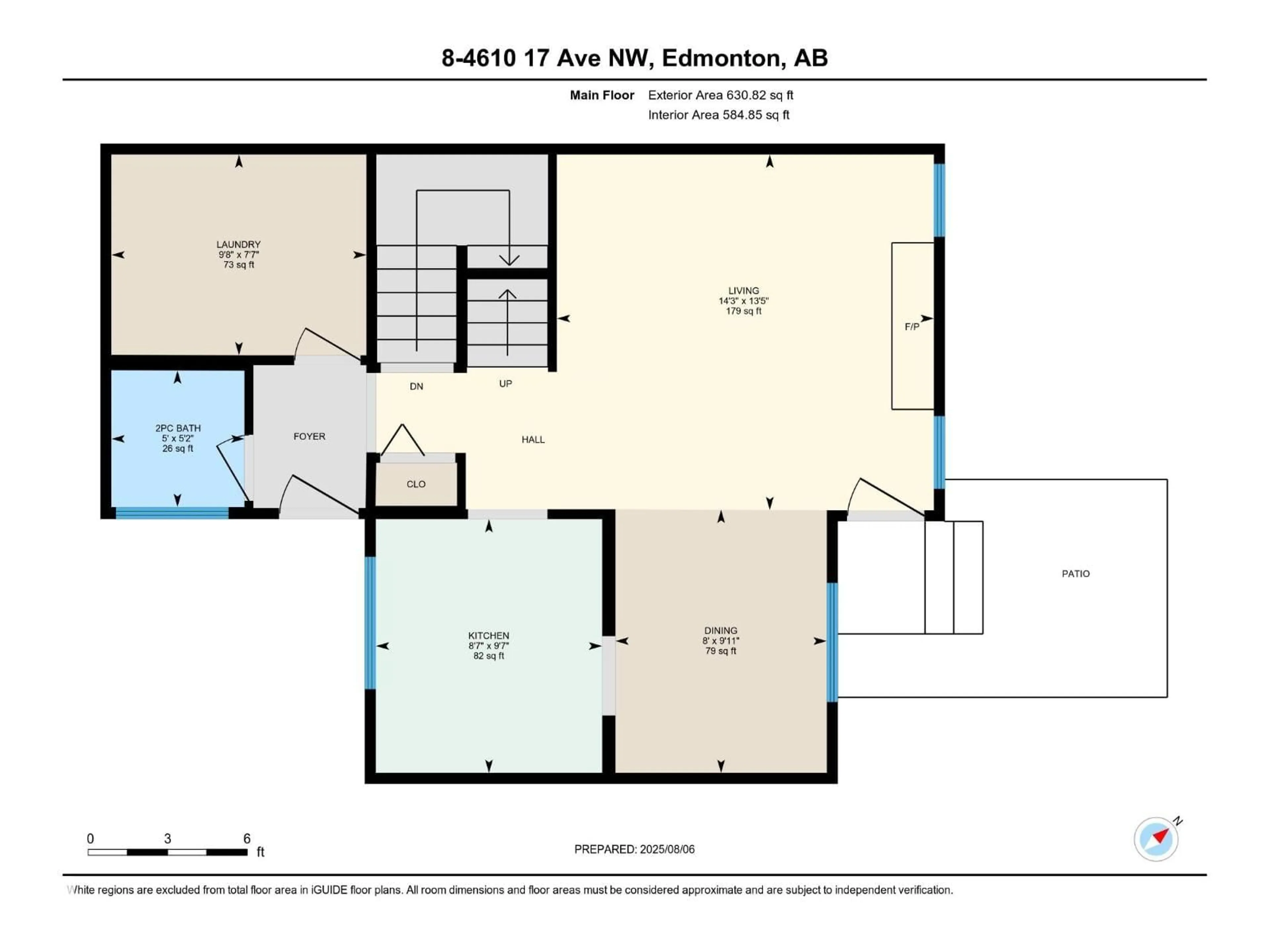 Floor plan for #8 - 4610 17 AV NW, Edmonton Alberta T6L5T1