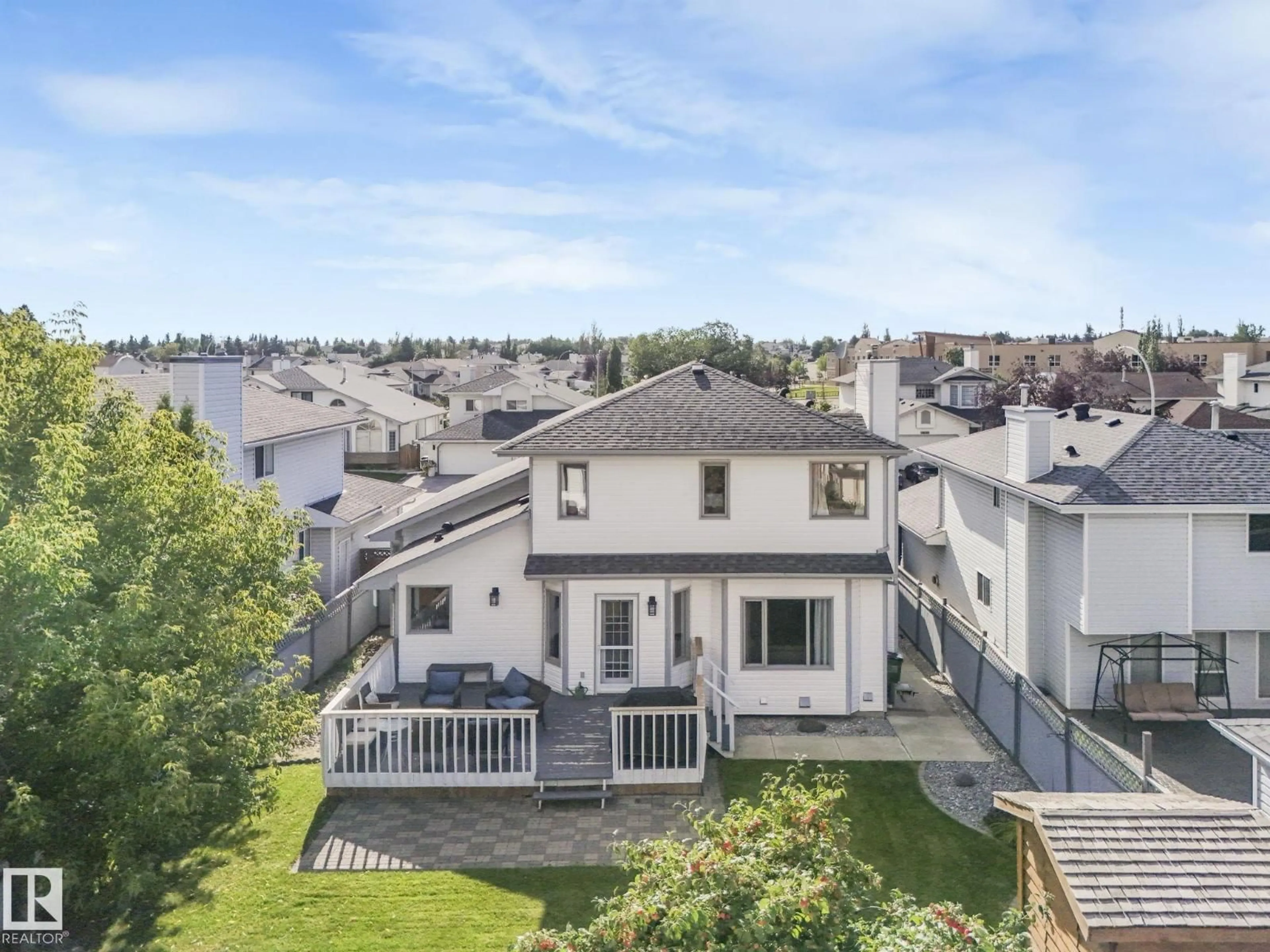 A pic from outside/outdoor area/front of a property/back of a property/a pic from drone, city buildings view from balcony for 15911 59 ST, Edmonton Alberta T5Y2R4