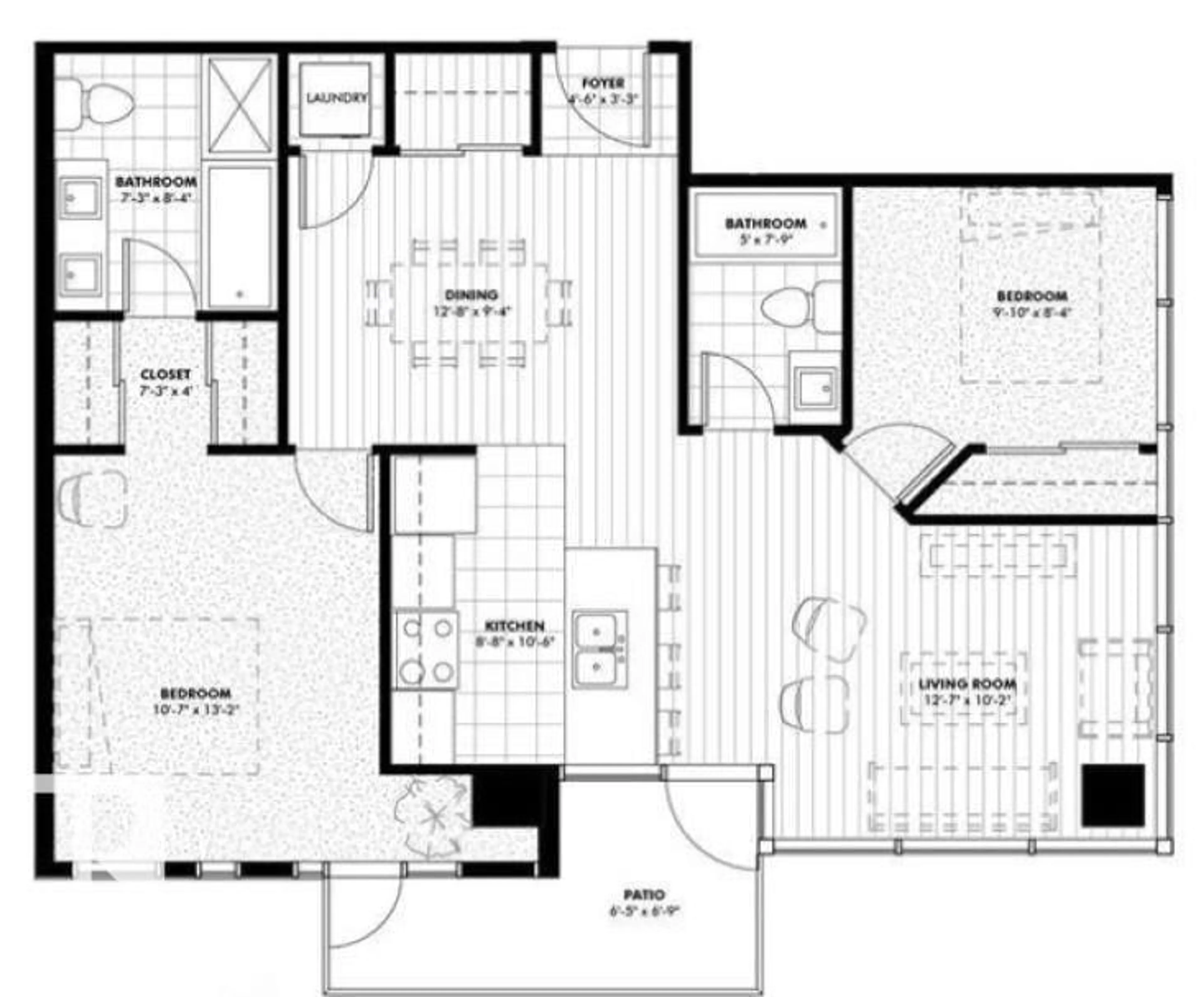 Floor plan for #801 - 10238 103 ST NW, Edmonton Alberta T5J0G6