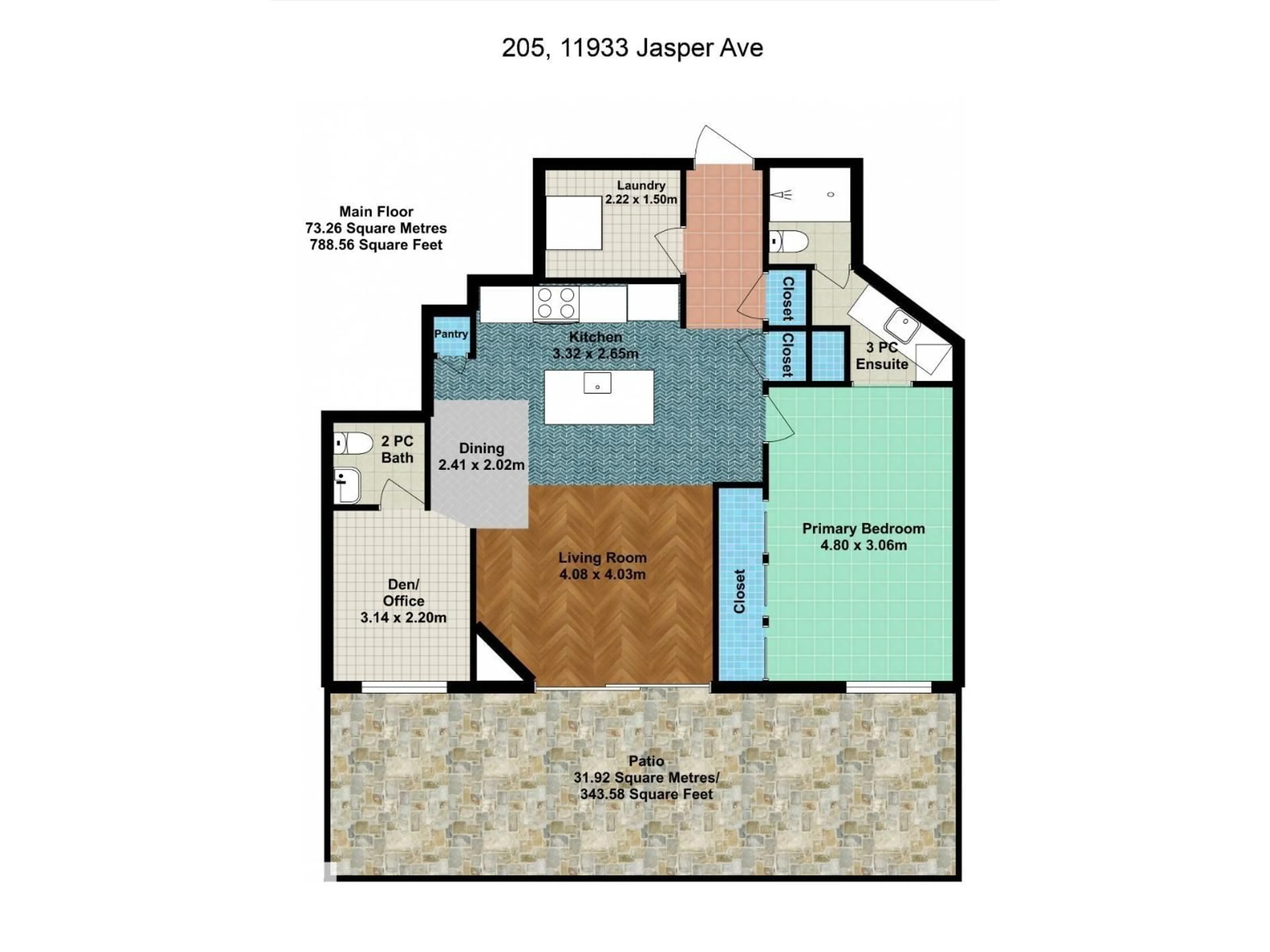 Floor plan for #205 - 11933 JASPER AV, Edmonton Alberta T5K0P1