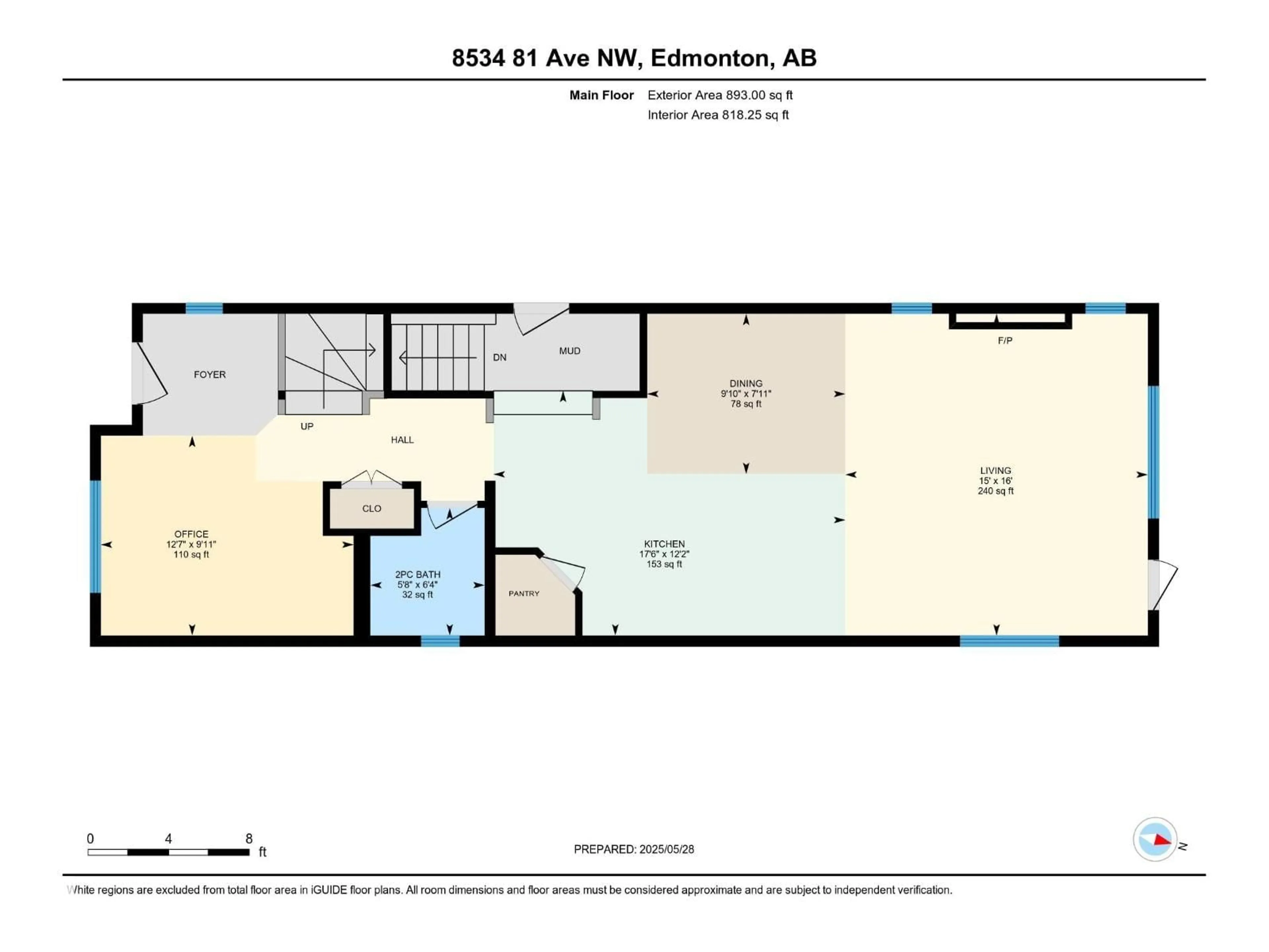 Floor plan for 8534 81 AV, Edmonton Alberta T6C0W4