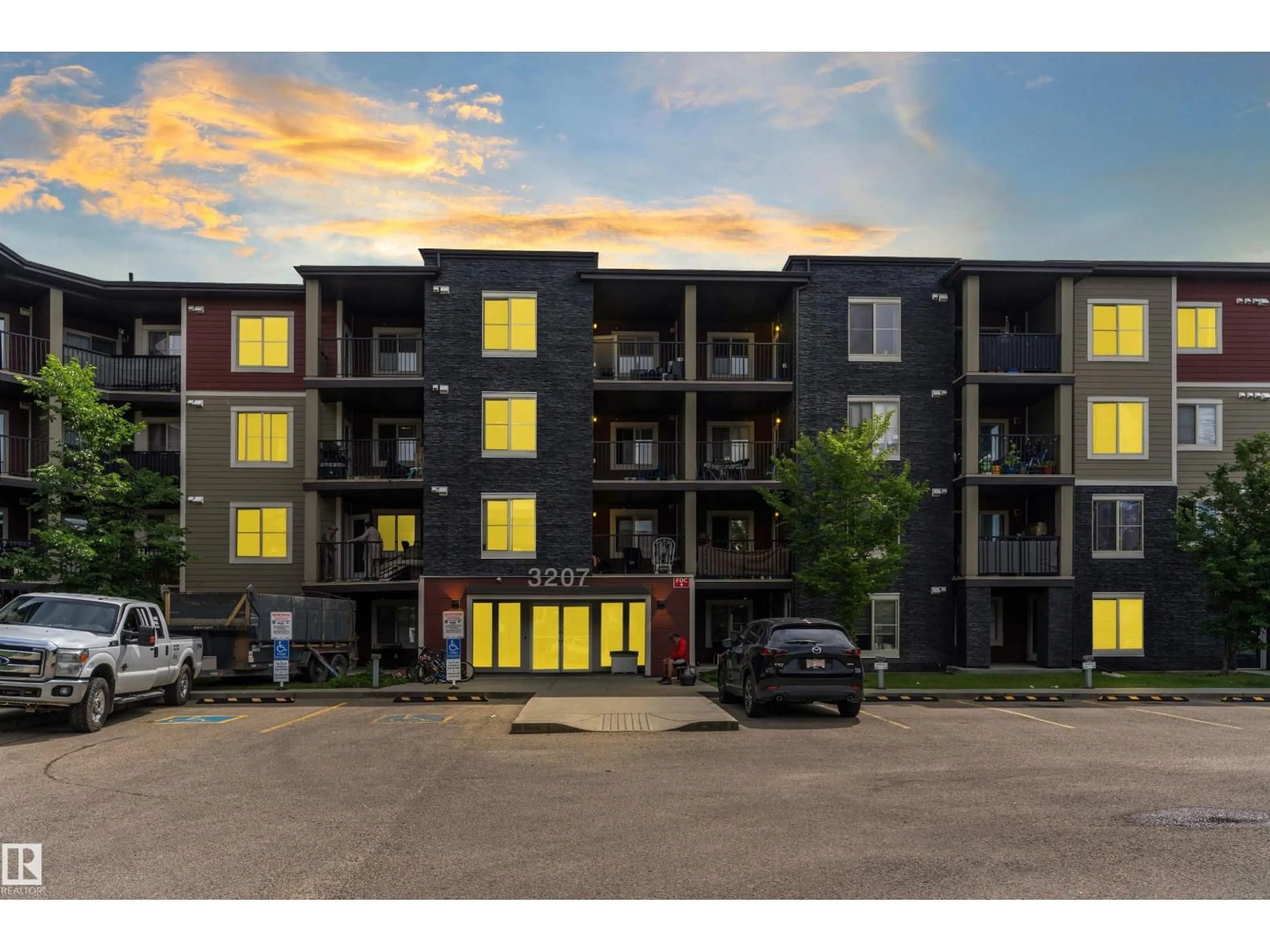 A pic from outside/outdoor area/front of a property/back of a property/a pic from drone, building for #306 - 3207 JAMES MOWATT TR, Edmonton Alberta T6W3L6