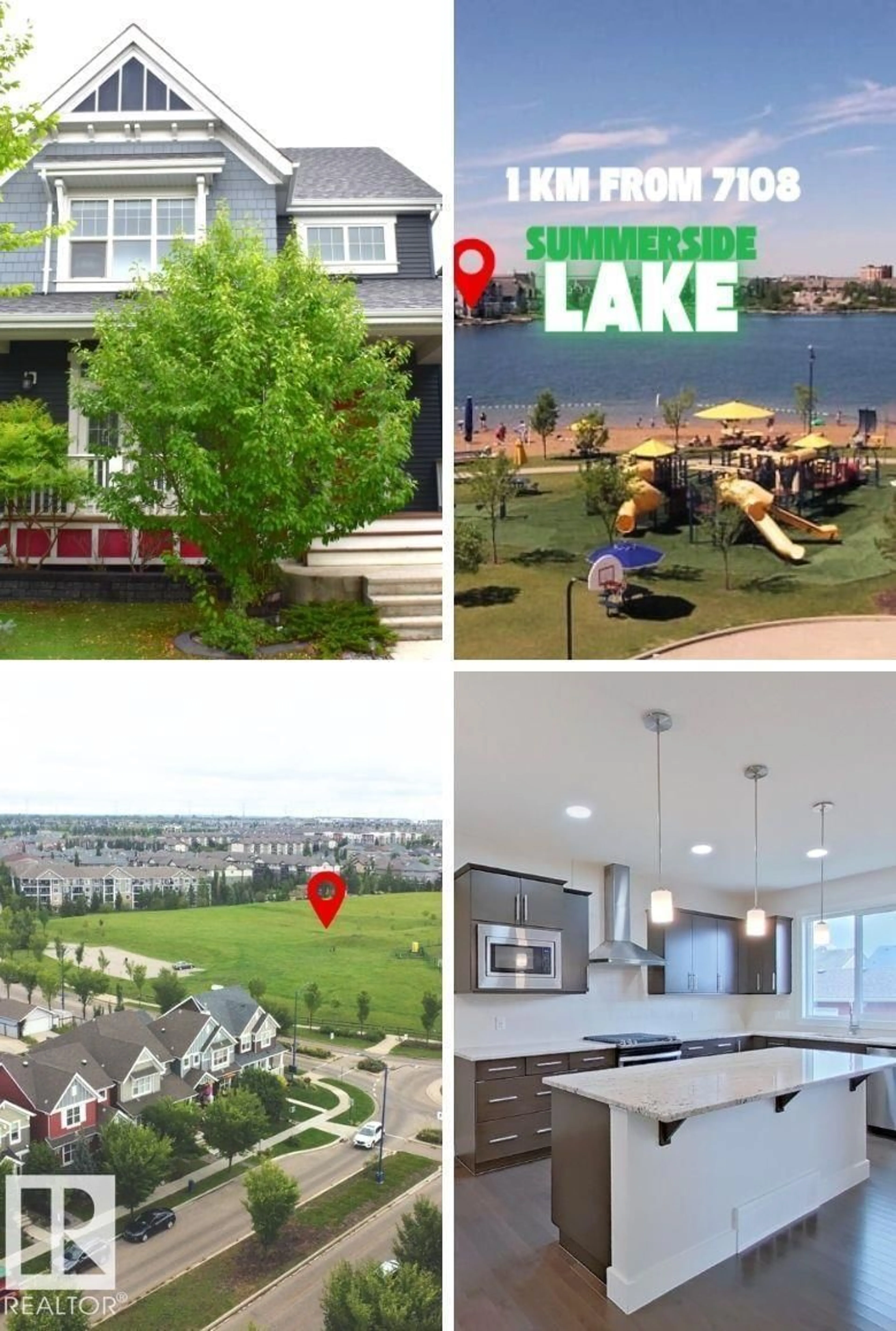 A pic from outside/outdoor area/front of a property/back of a property/a pic from drone, water/lake/river/ocean view for 7108 SUMMERSIDE GRANDE BV, Edmonton Alberta T6X2E7