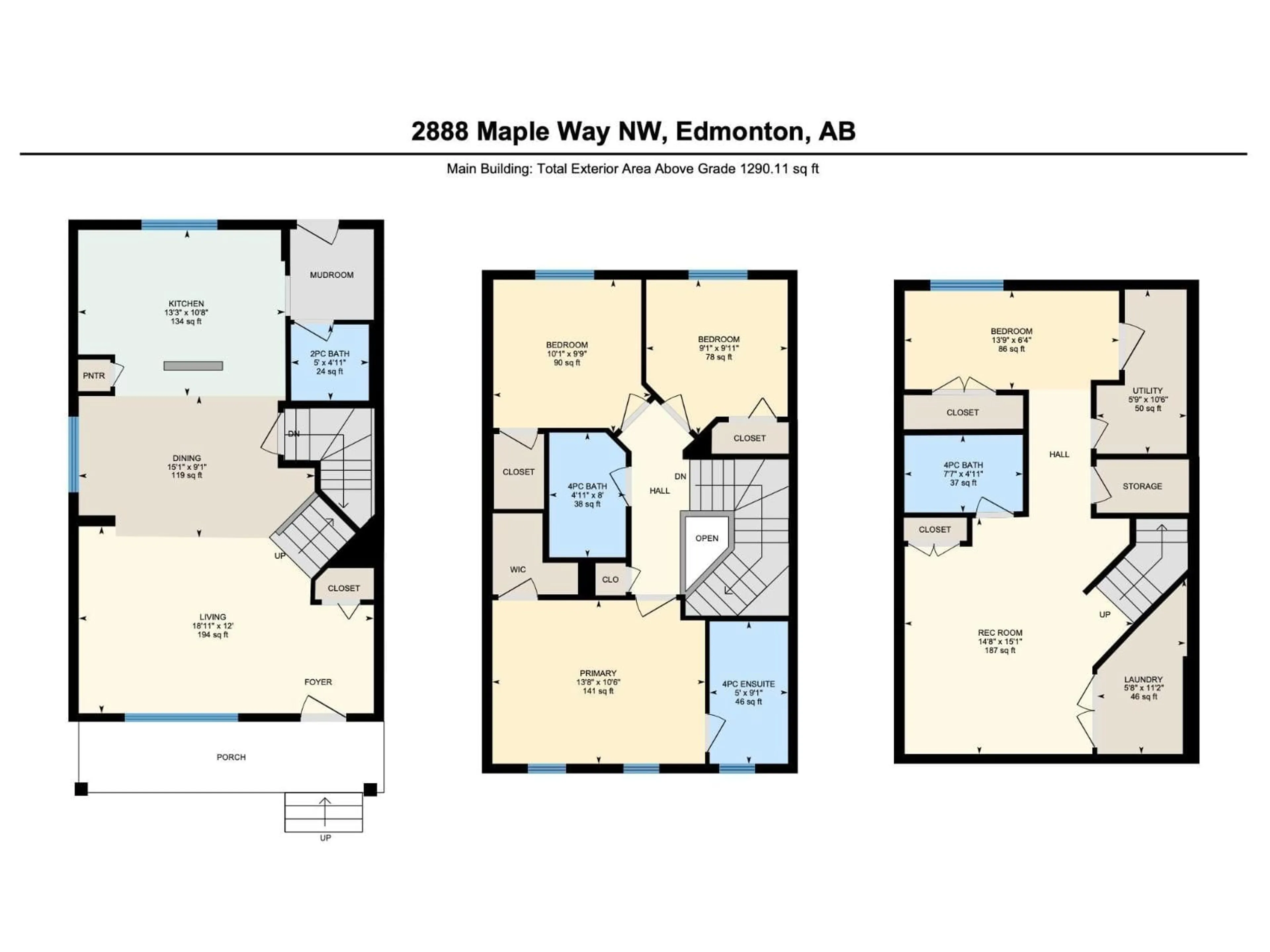 Floor plan for 2888 MAPLE WY, Edmonton Alberta T6T0T4