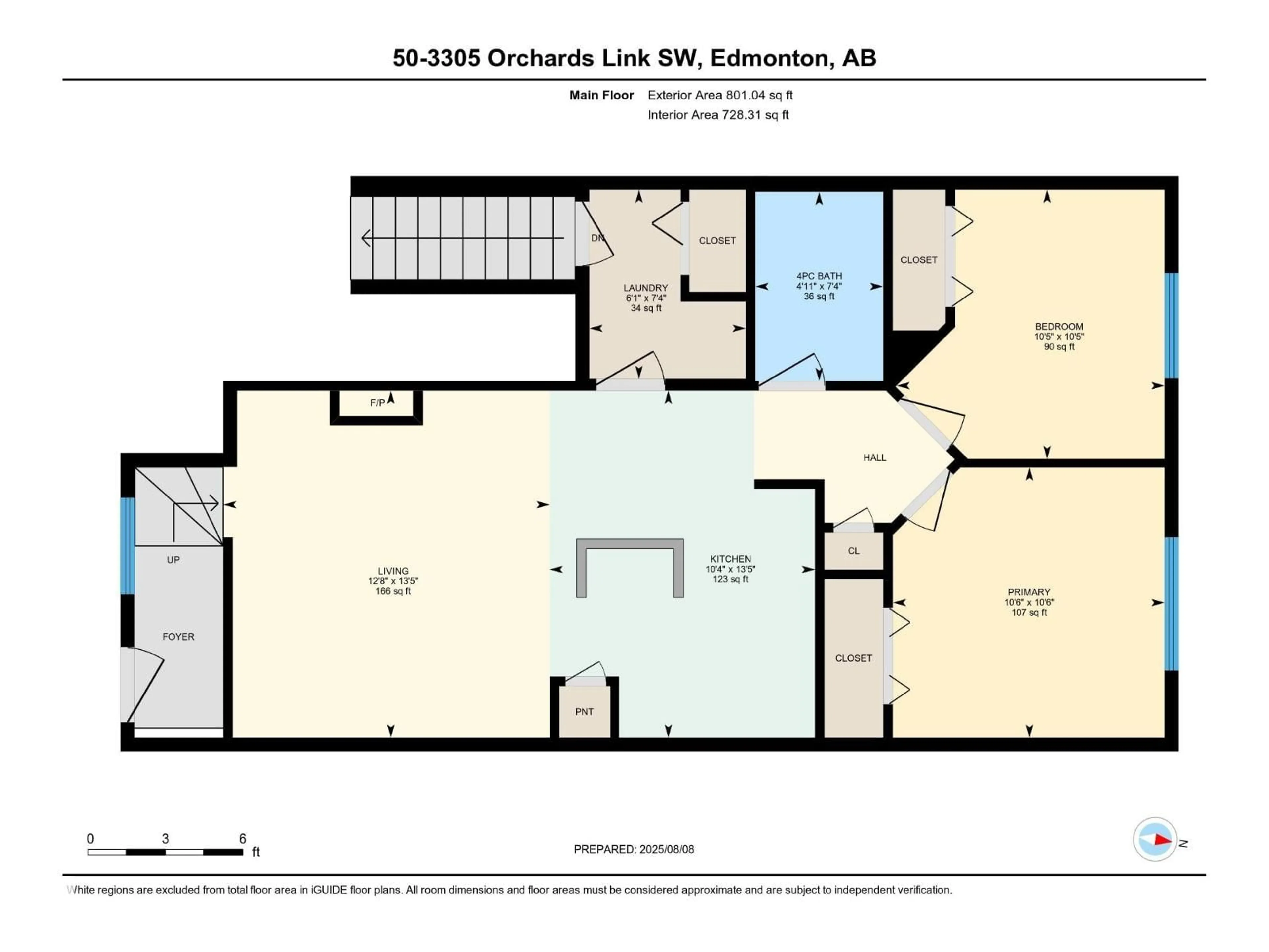 Floor plan for 50 - 3305 ORCHARDS LINK LI, Edmonton Alberta T6X2H1