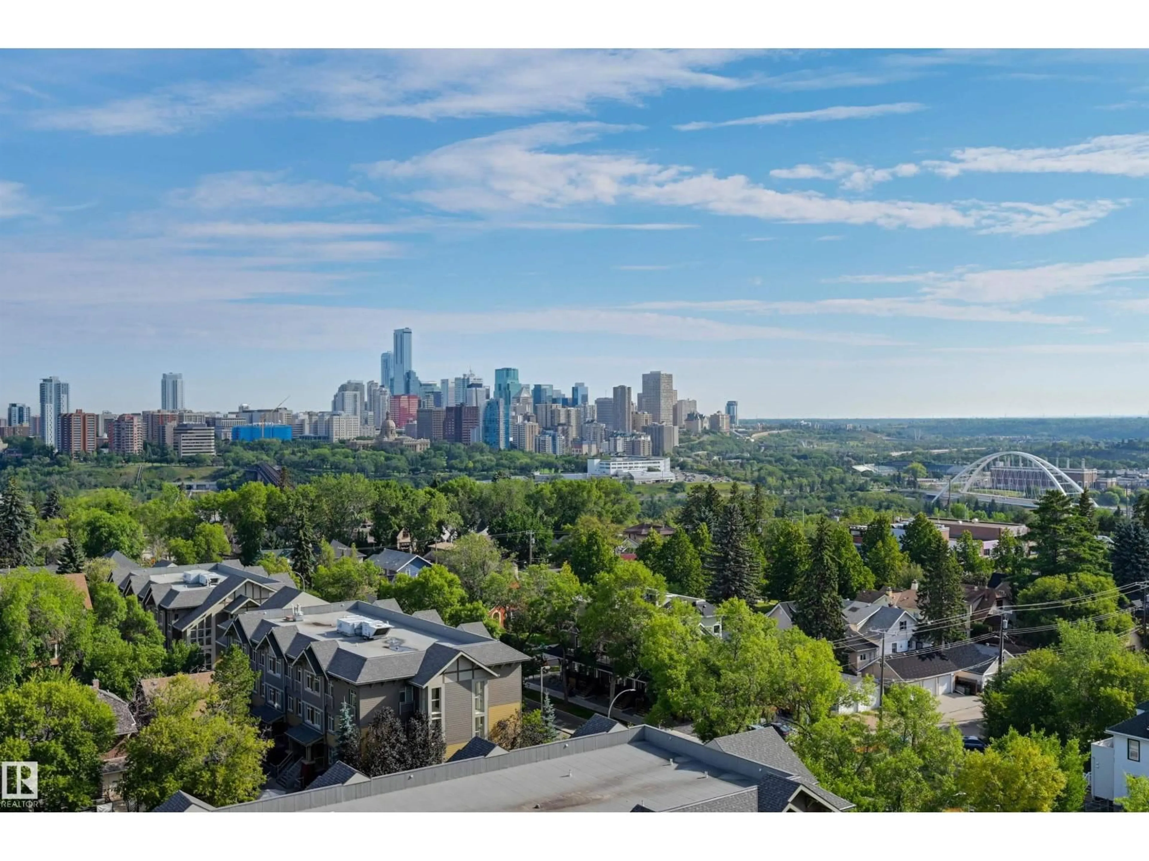 A pic from outside/outdoor area/front of a property/back of a property/a pic from drone, city buildings view from balcony for 11027 - 1204 87 AV, Edmonton Alberta T6G2P9