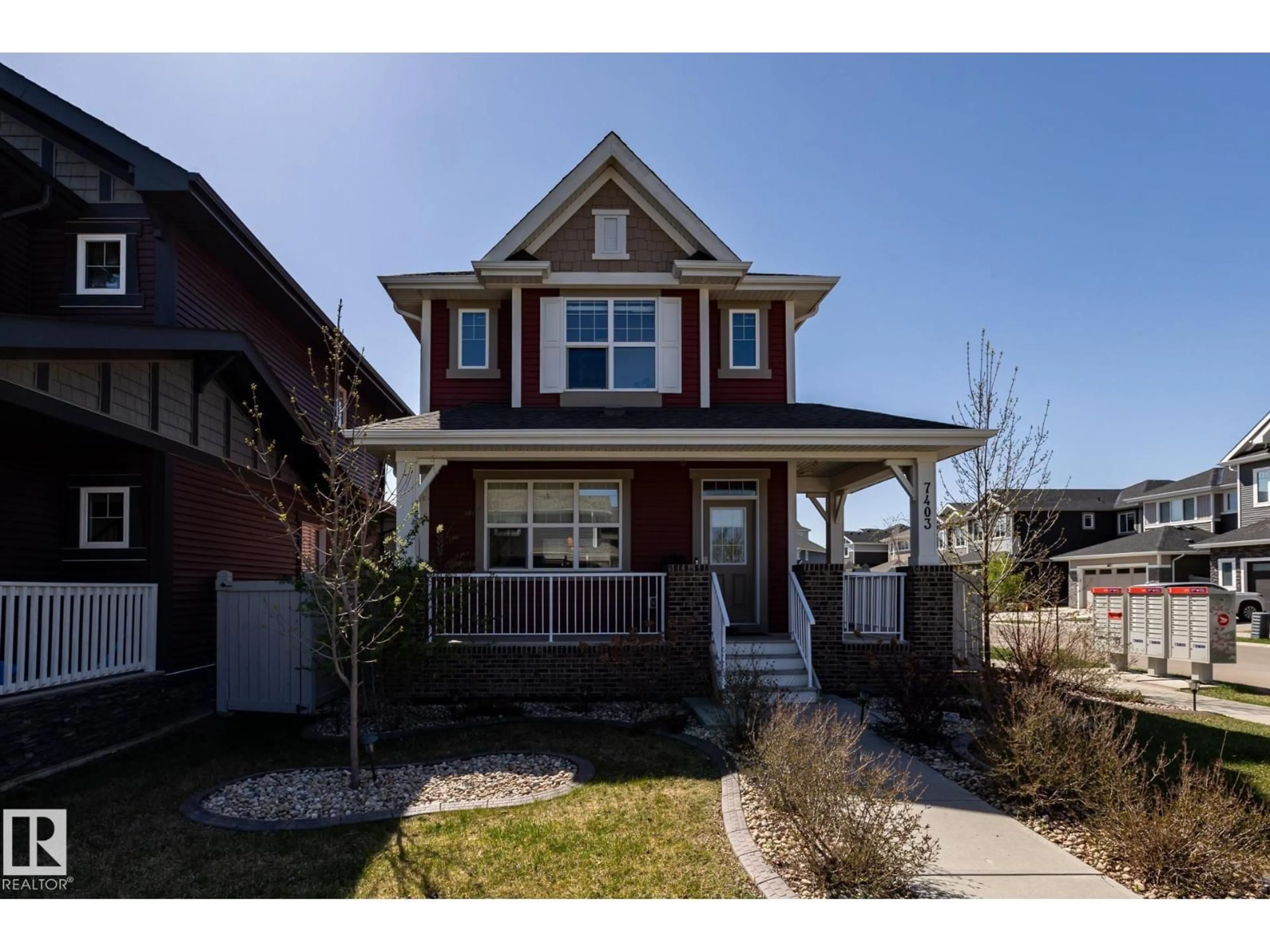 Home with brick exterior material, street for 7403 COLONEL MEWBURN RD, Edmonton Alberta T5E6V7