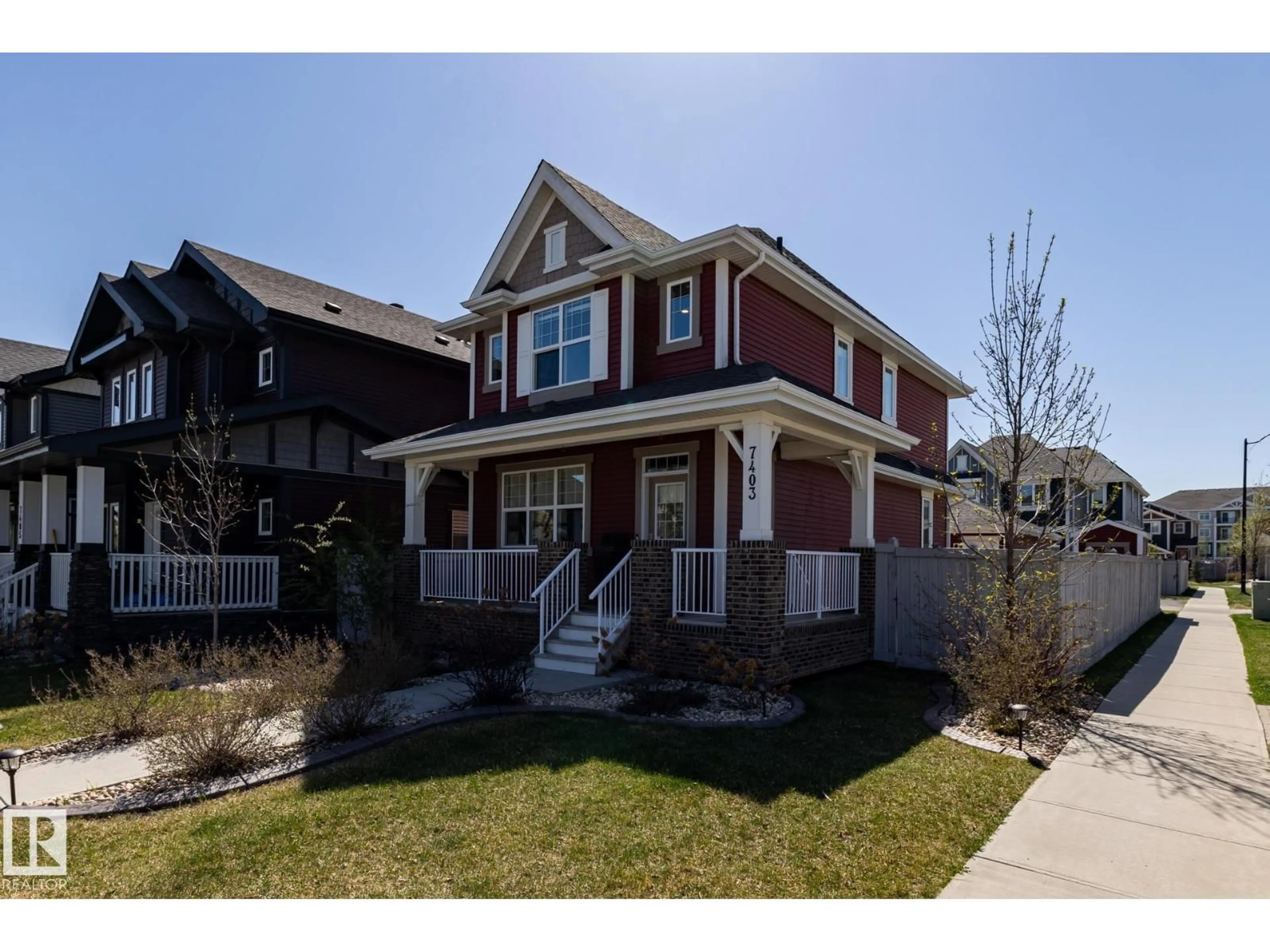Home with brick exterior material, street for 7403 COLONEL MEWBURN RD, Edmonton Alberta T5E6V7