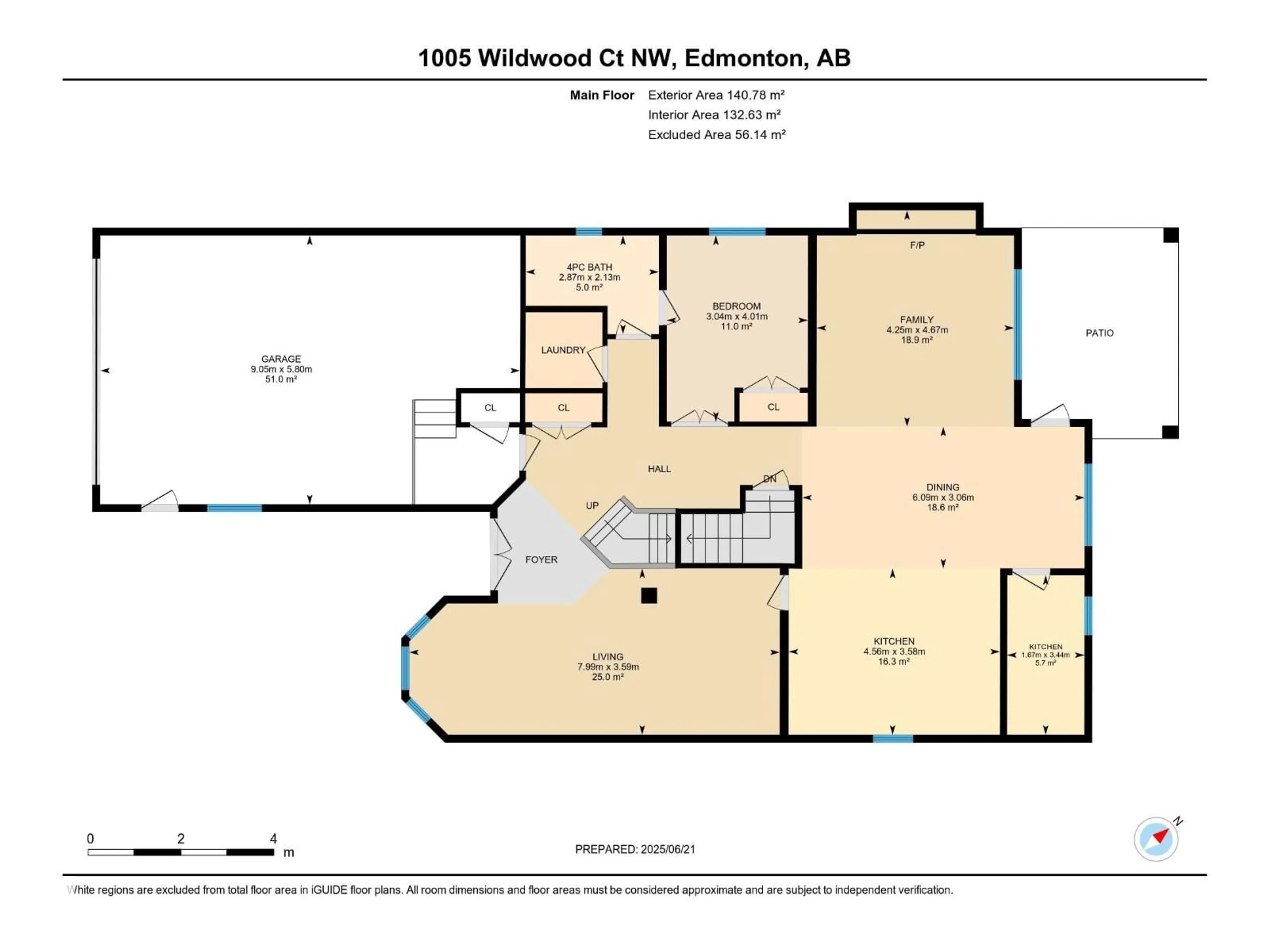 Floor plan for NW - 1005 WILDWOOD CO, Edmonton Alberta T6T0M2