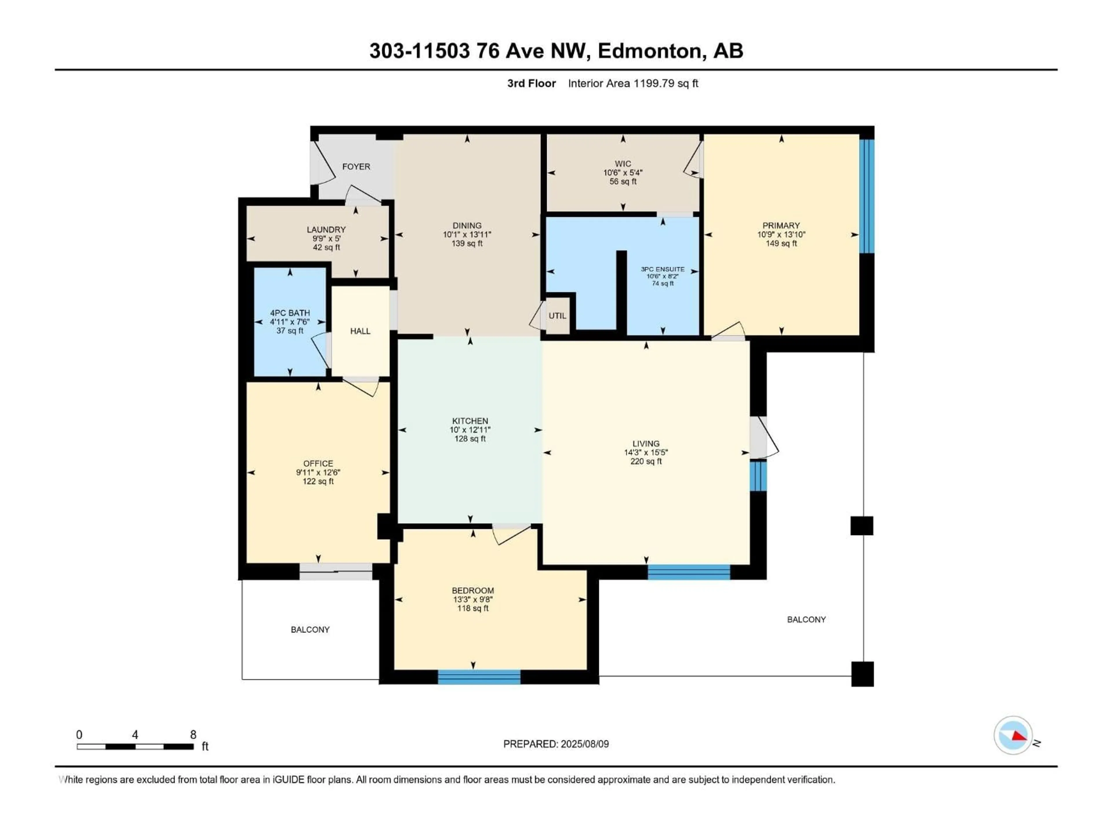 Floor plan for #303 - 11503 76 AV, Edmonton Alberta T6G0K6