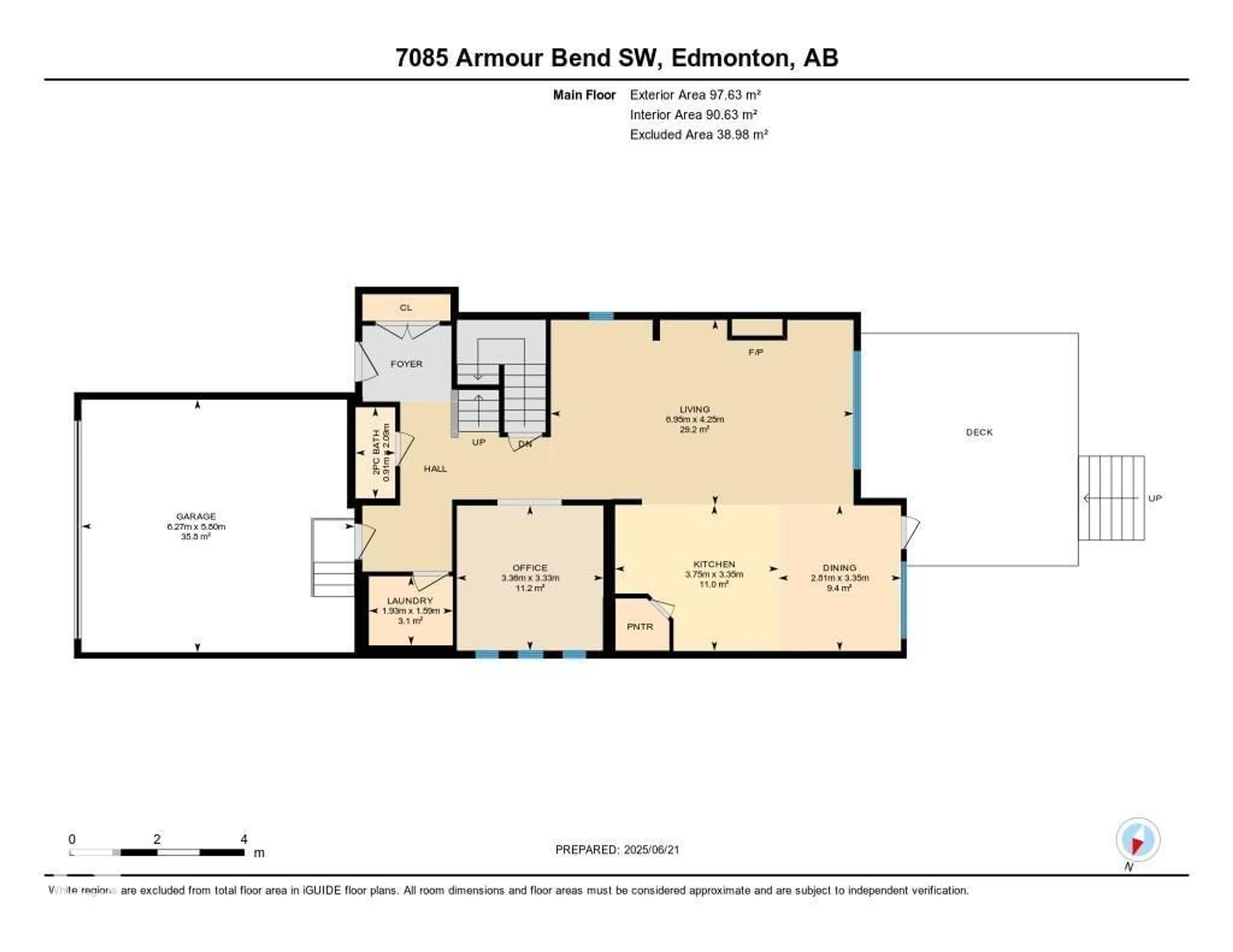 Floor plan for SW - 7085 ARMOUR BN, Edmonton Alberta T6W2N9
