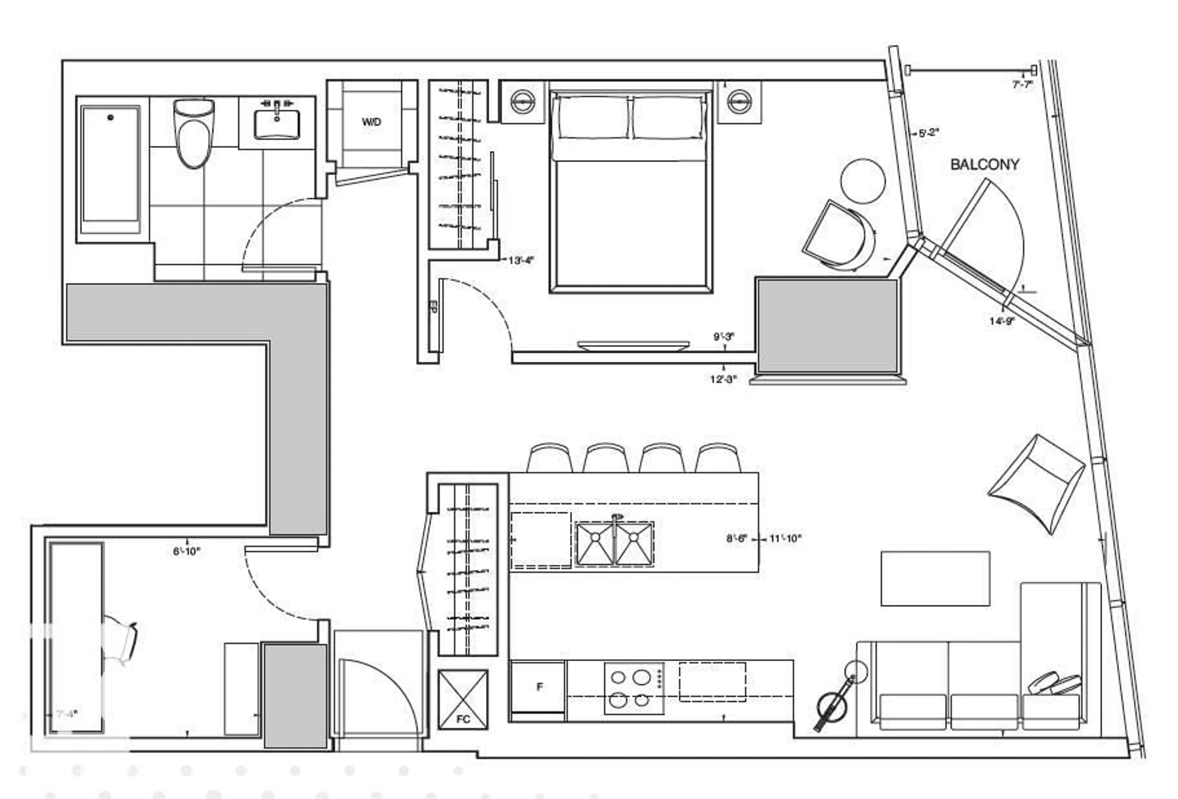 Floor plan for 10360 - 3012 102 ST, Edmonton Alberta T5J0K6