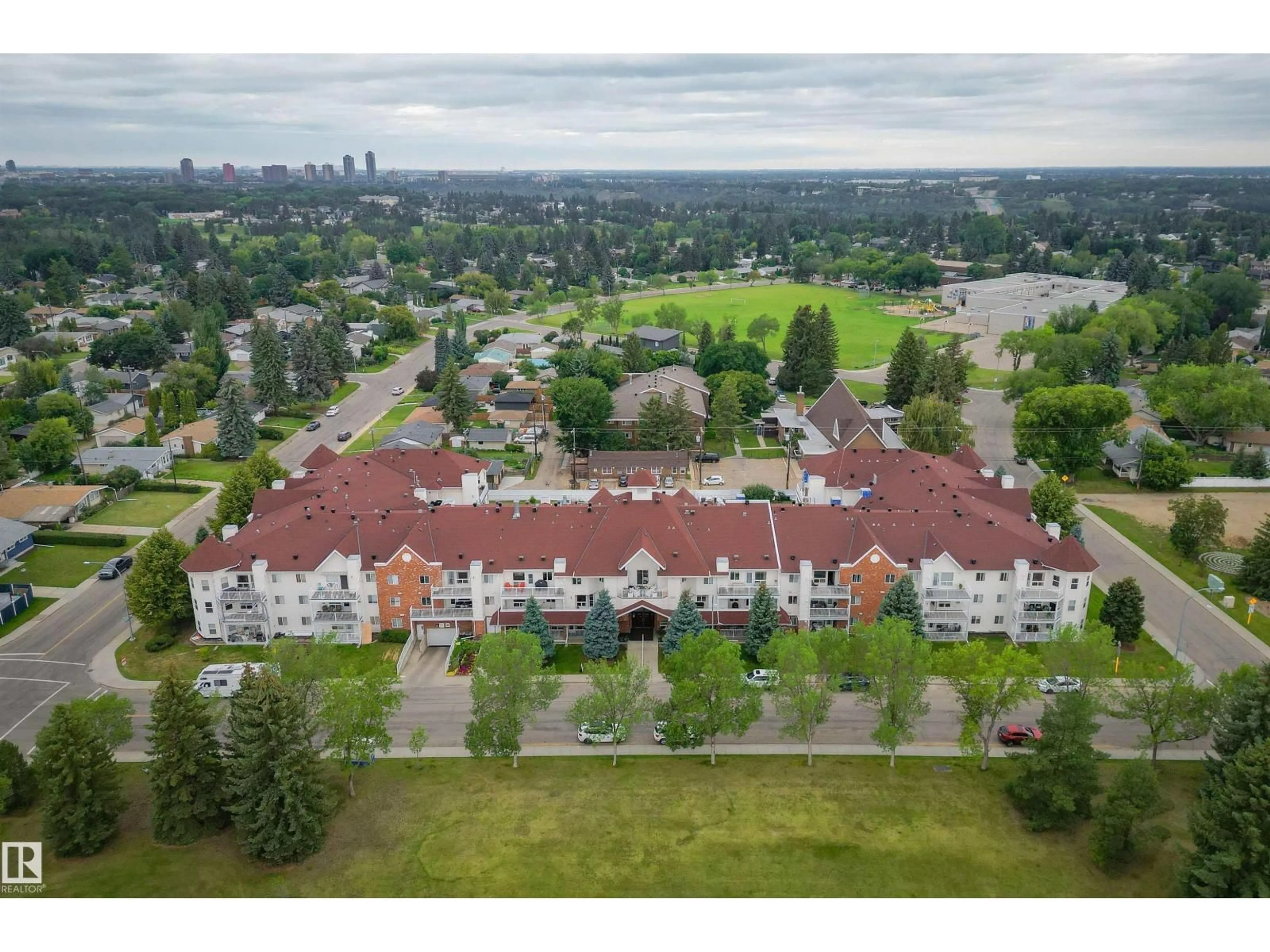A pic from outside/outdoor area/front of a property/back of a property/a pic from drone, city buildings view from balcony for #304 - 6220 FULTON RD, Edmonton Alberta T6A3T4