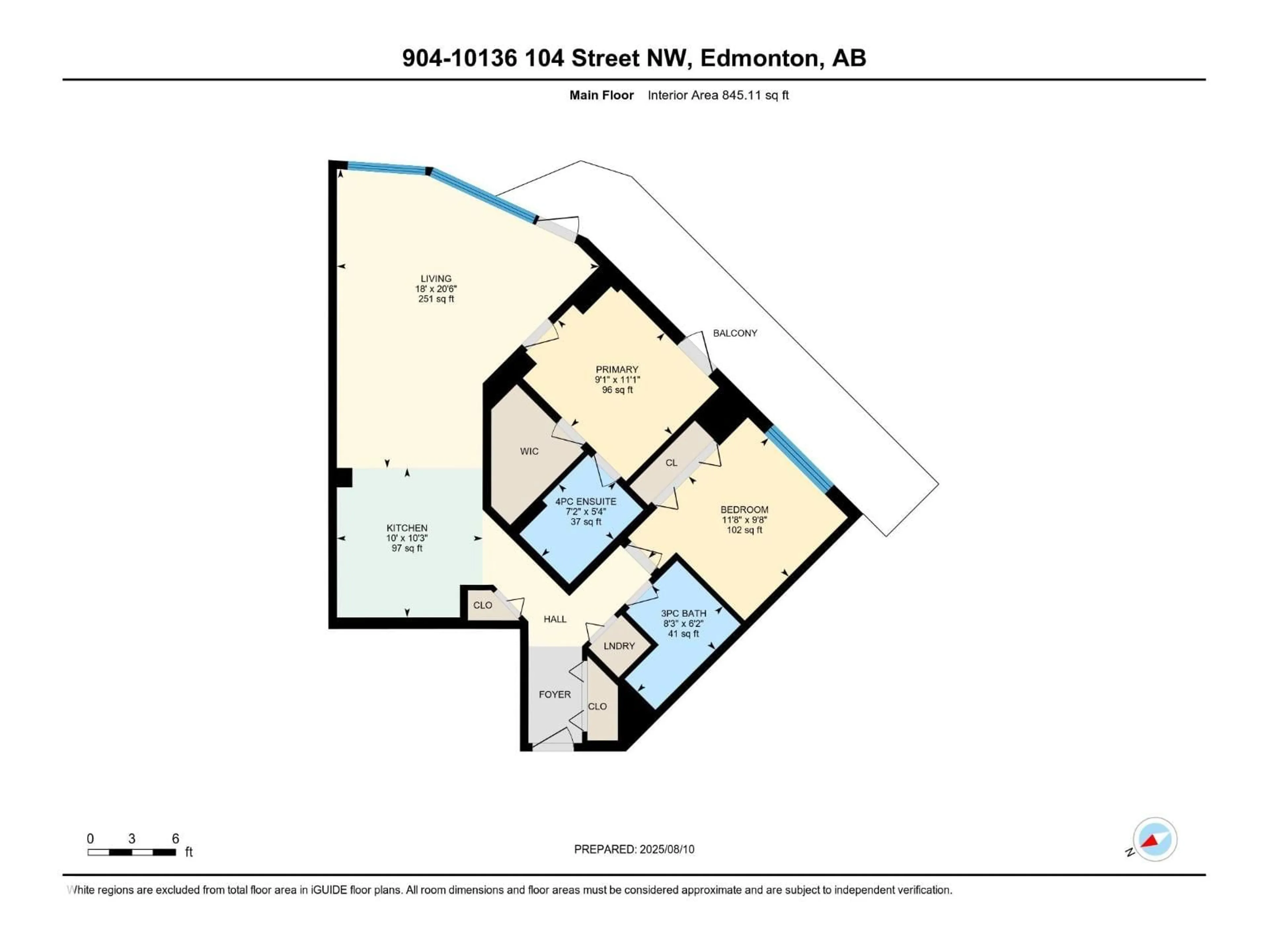 Floor plan for 904 - 10136 104 ST, Edmonton Alberta T5J0B5