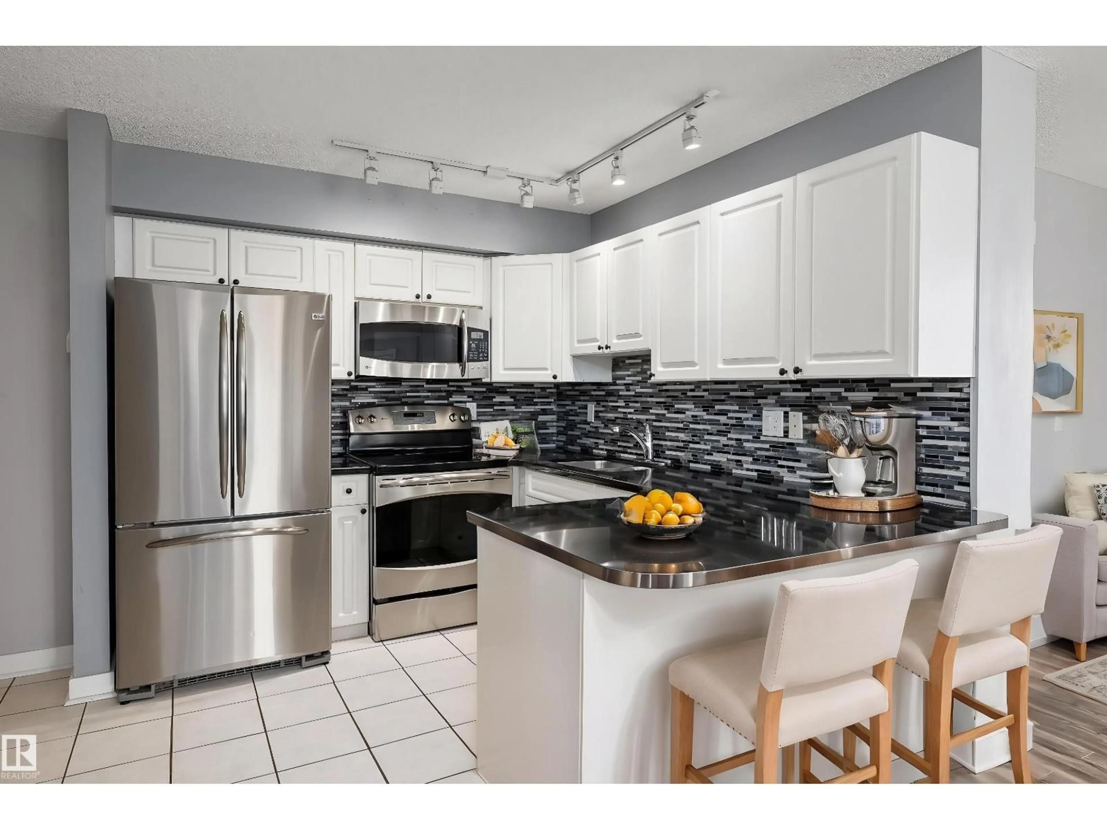 Open concept kitchen, ceramic/tile floor for 204 - 10909 103 AV NW, Edmonton Alberta T5K2W7
