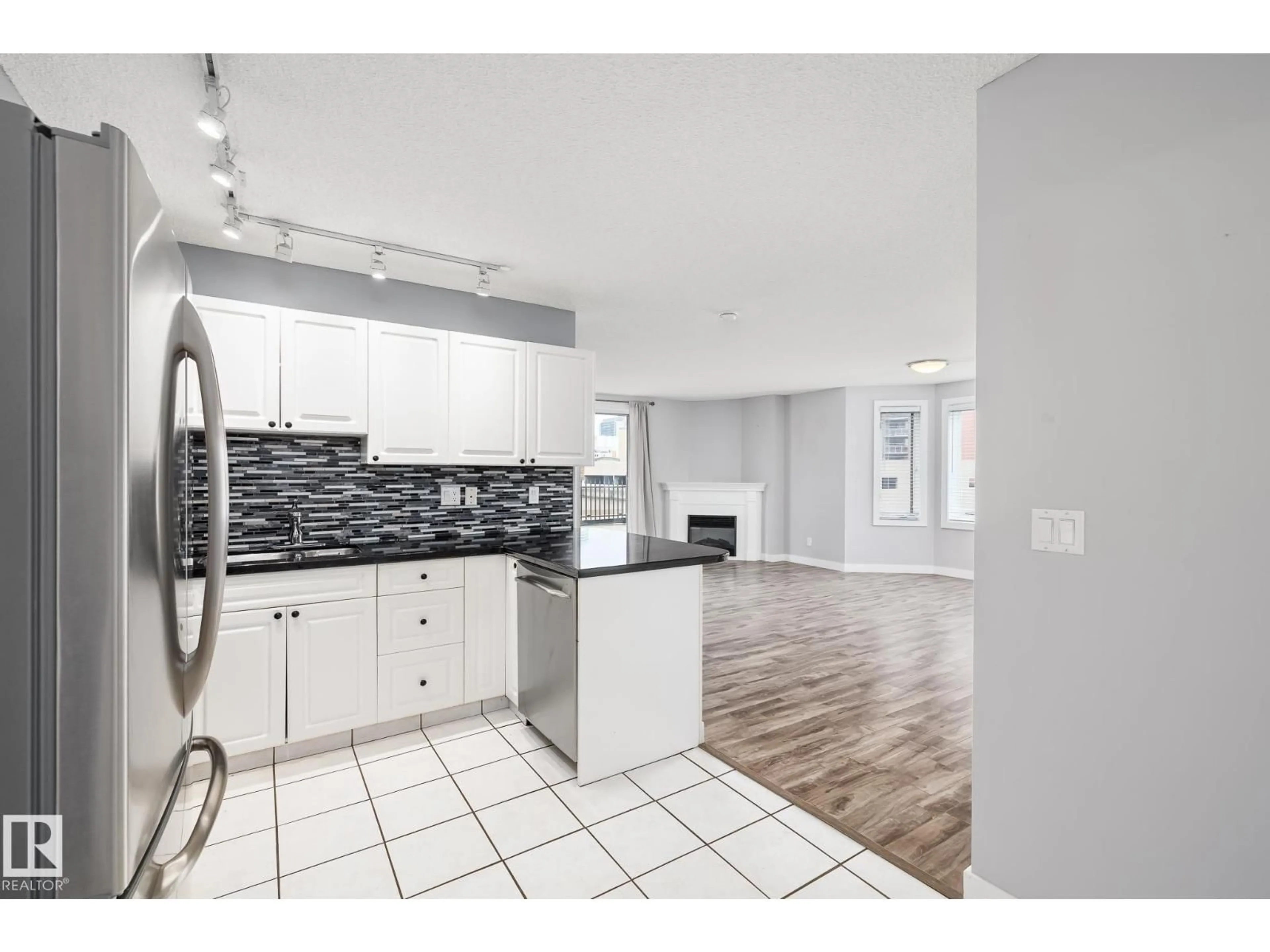 Open concept kitchen, ceramic/tile floor for 204 - 10909 103 AV NW, Edmonton Alberta T5K2W7